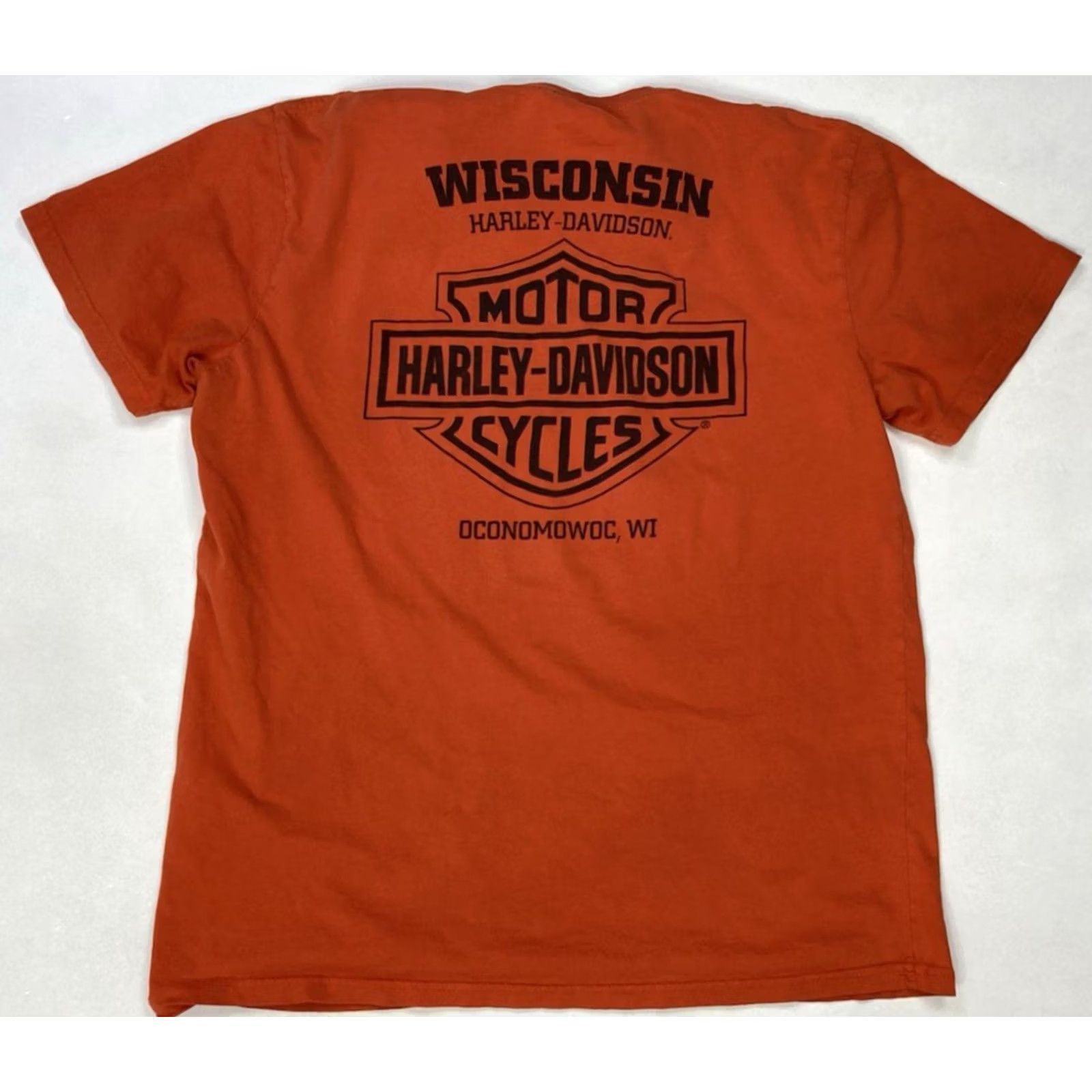 Harley Davidson Harley-Davidson T-Shirt Men XL Orange Graphic Pocket Shirt Crew Neck Short Sleeve Logo Size US XL / EU 56 / 4 - 5 Thumbnail