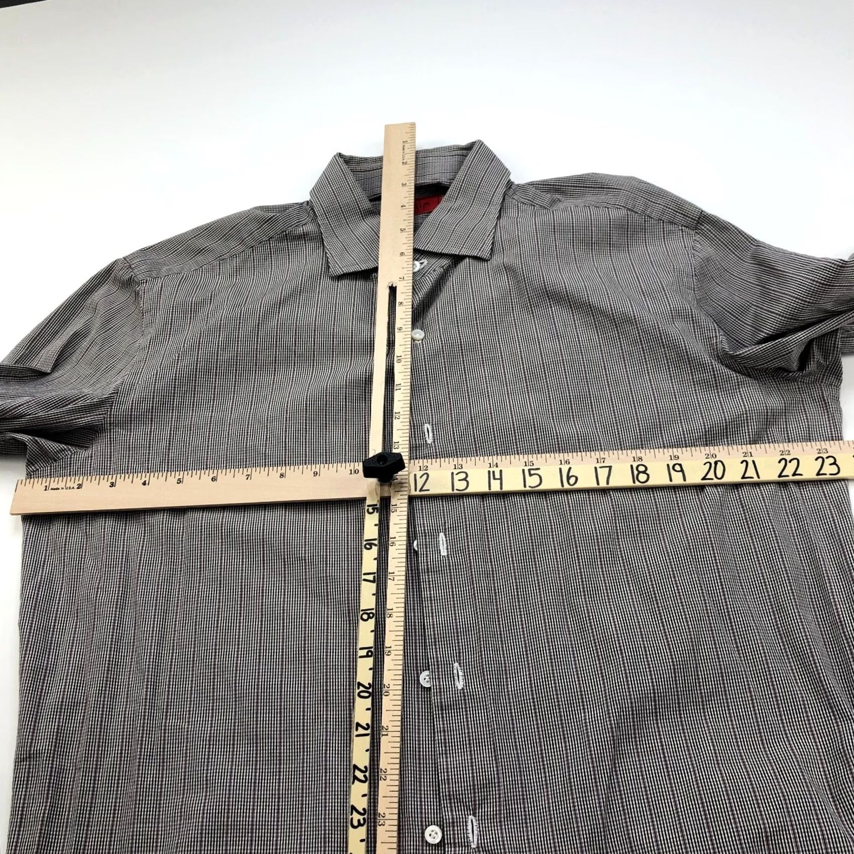 Apolis Isaia Napoli Dress Shirt Brown Red Button Long Sleeve 17/43 Cm 100% Cotton Polyester Plaid Men's Shirt Size 46R - 6 Thumbnail