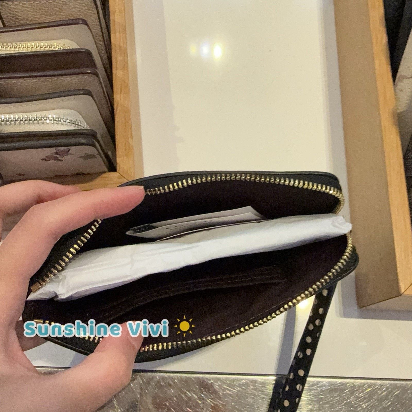 Coach NWT Coach Corner Zip Wristlet Spot CCJ71 Gold/Black Multi Size ONE SIZE - 4 Thumbnail