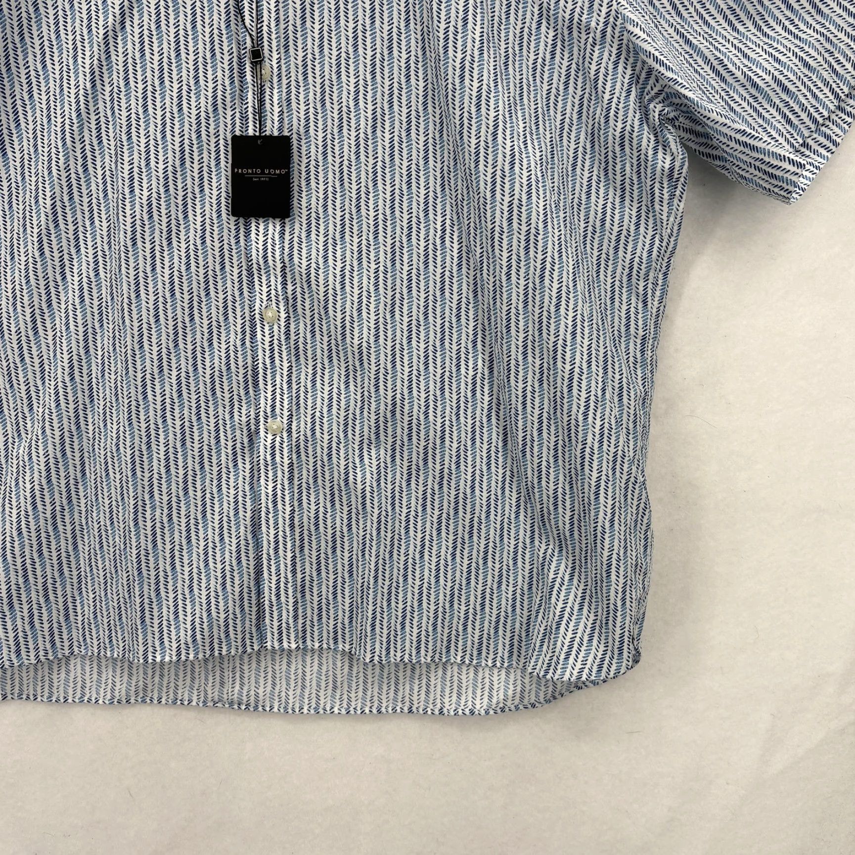 Pronto Uomo Pronto Uomo Shirt Mens 3XL Blue White Print Short Sleeve Button Front Cotton NWT Size US XXL / EU 58 / 5 - 3 Thumbnail