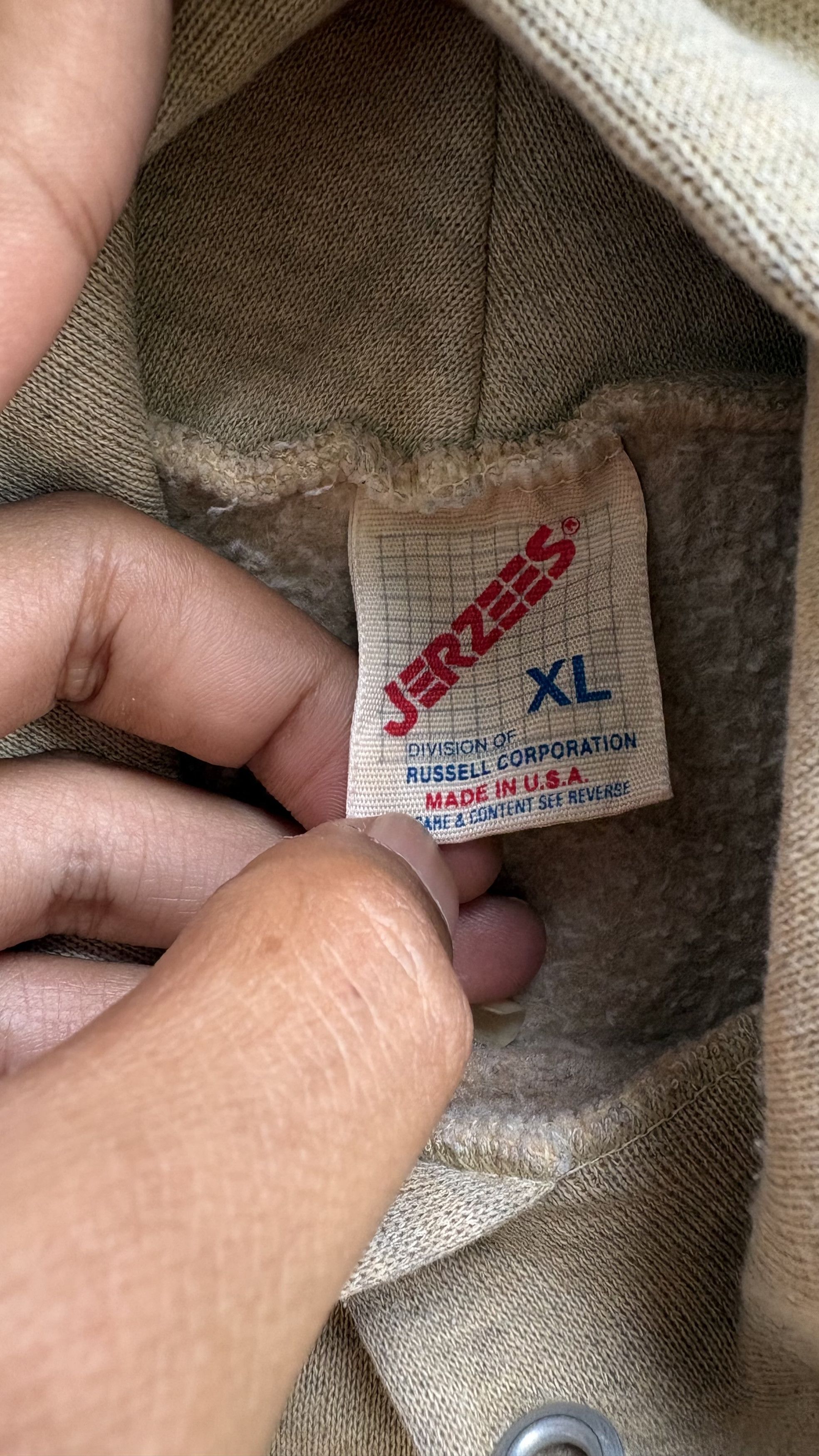 Jerzees Vintage 90s KANSAS hoodie sunfaded Size US XL / EU 56 / 4 - 4 Thumbnail