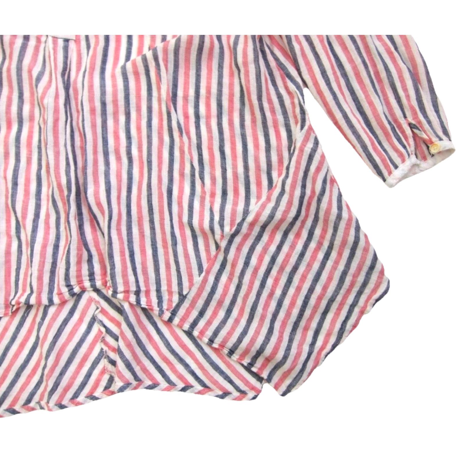Anthropologie VINTAGE Isabelle Sinclair Anthropologie Linen Pink Blue White Stripe 3/4 Sleeve Blouse L Size L / US 10 / IT 46 - 6 Thumbnail