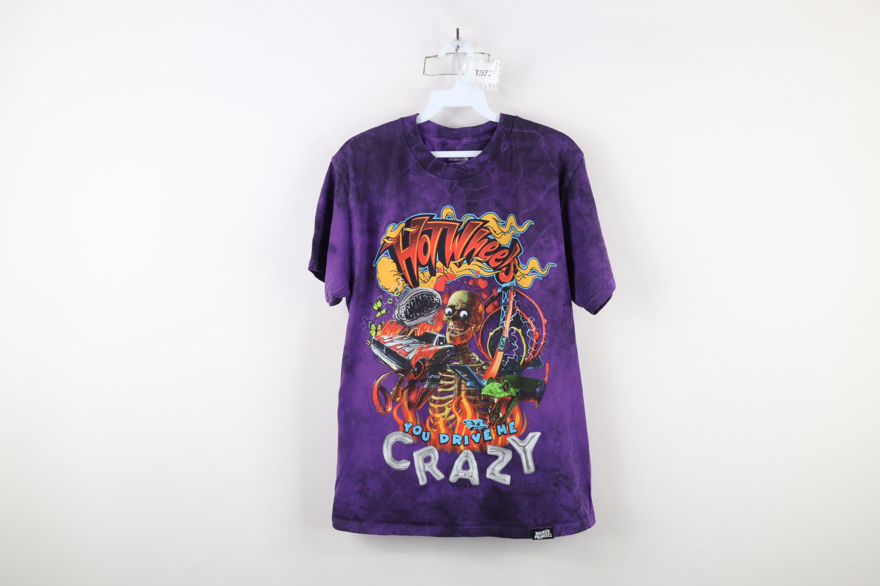 Vintage Broken Promises x Hot Wheels Spell Out Skeleton Fire T-Shirt Size US S / EU 44-46 / 1 - 1 Thumbnail