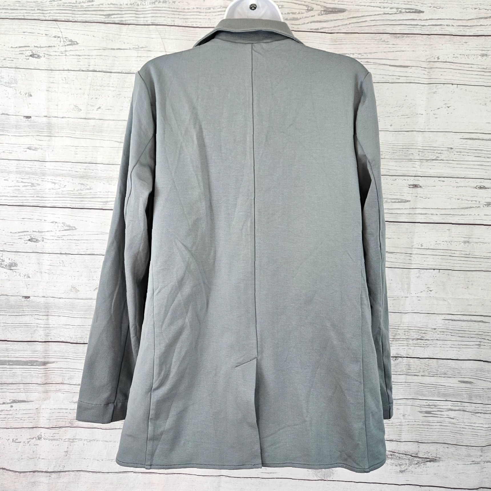 Athleta VINTAGE Athleta Blazer Shirt Womens Eastbound Gray 12 Open Front Knit Ponte-Gray Size 12 Women Blazer Size XL / US 12-14 / IT 48-50 - 3 Thumbnail