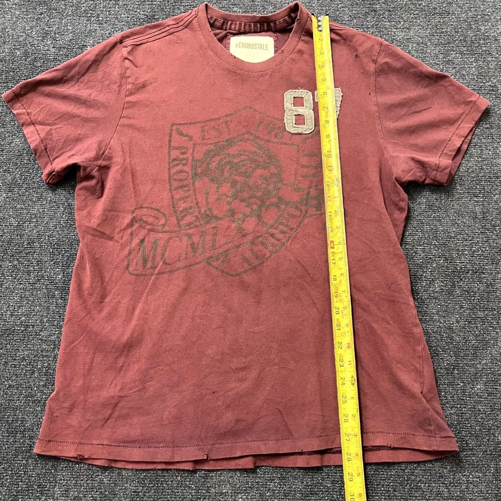 Aeropostale Y2K Aeropostale Shirt Mens XL Red 87 Crest Logo College Varsity Tee T-Shirt Size US XL / EU 56 / 4 - 6 Thumbnail