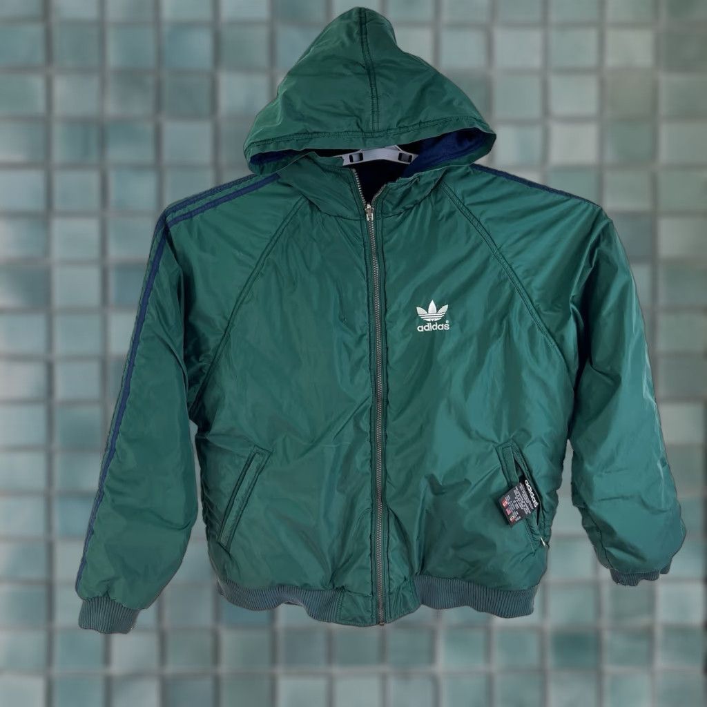 Adidas VINTAGE adidas Reversable Hooded Full Zip Med Weight Jacket Mens XL Green/Blue Size US XL / EU 56 / 4 - 1 Thumbnail