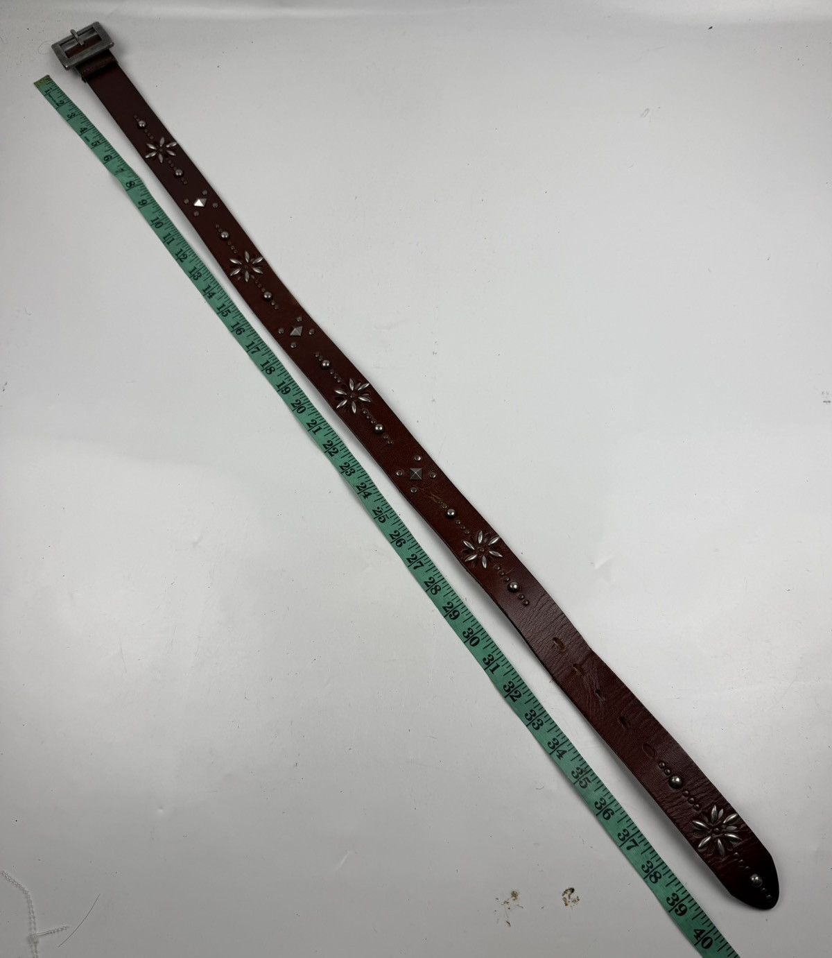 Japanese Brand studded leather belt tc53 Size 34 - 4 Thumbnail