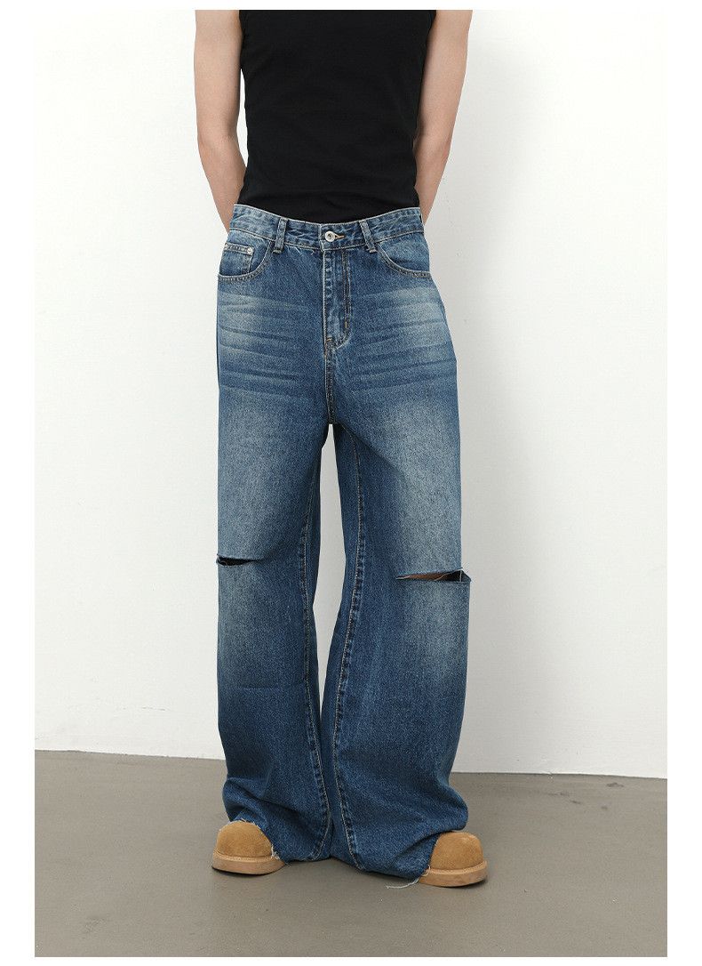 Vintage American-style men's loose straight leg ripped jeans Size US 32 / EU 48 - 2 Thumbnail