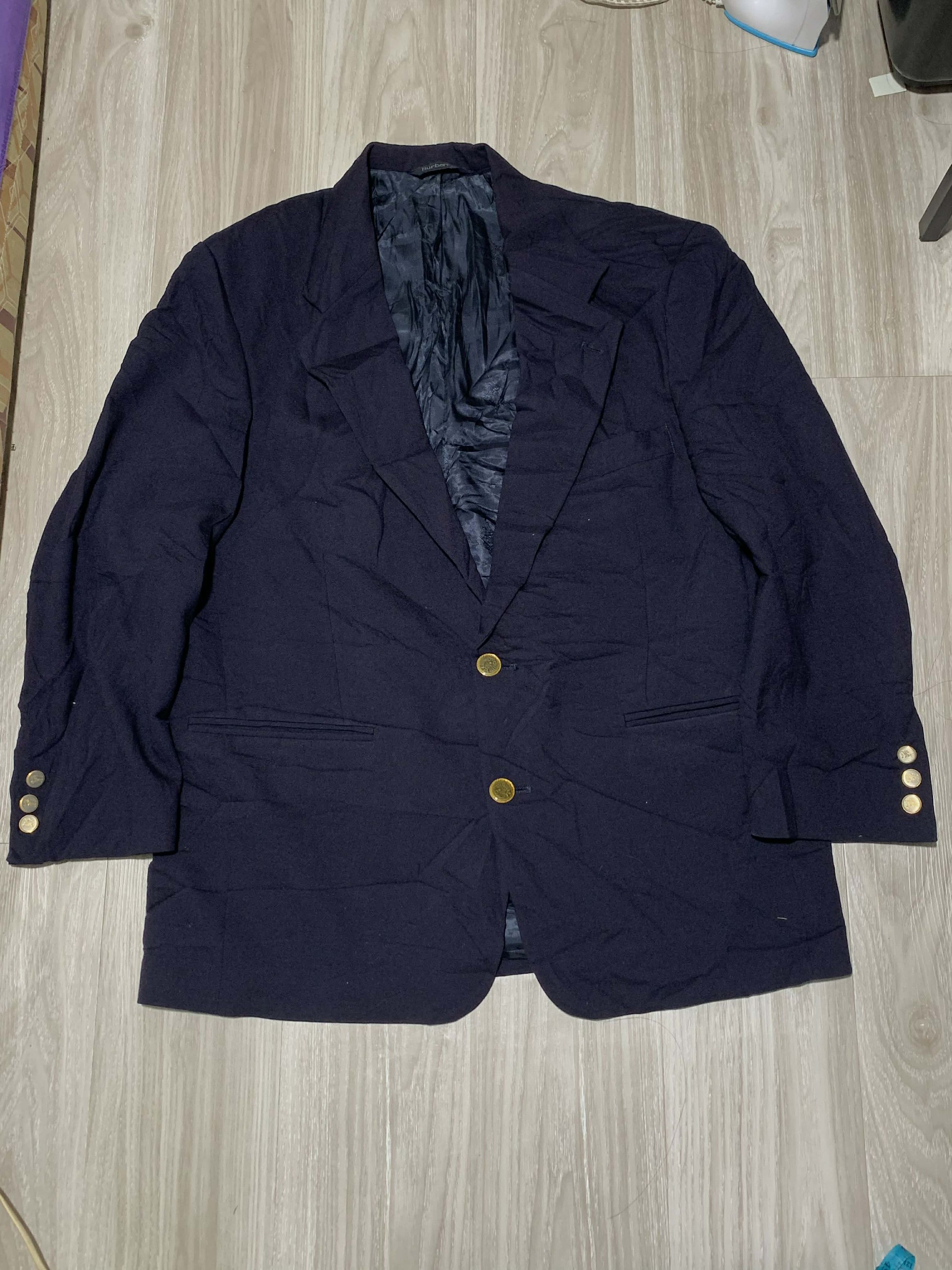 Burberry Burberry's 80's Pure Wool Single Breasted Blazer Navy Size 44R - 1 Thumbnail