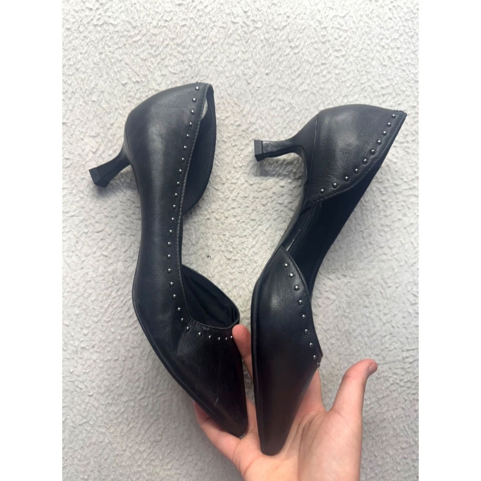 Anne Klein Anne Klein Iflex Black Studded Pointed-Toe Mule Heel Size 11M #9808 Size US 11 / IT 41 - 6 Thumbnail
