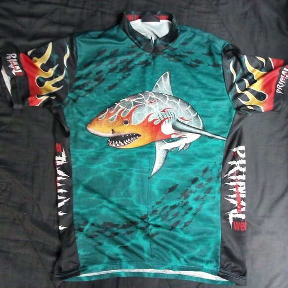 Other Vintage Primal Wear Shark Fire Flames Cycling Jersey Size US XL / EU 56 / 4 - 2 Thumbnail
