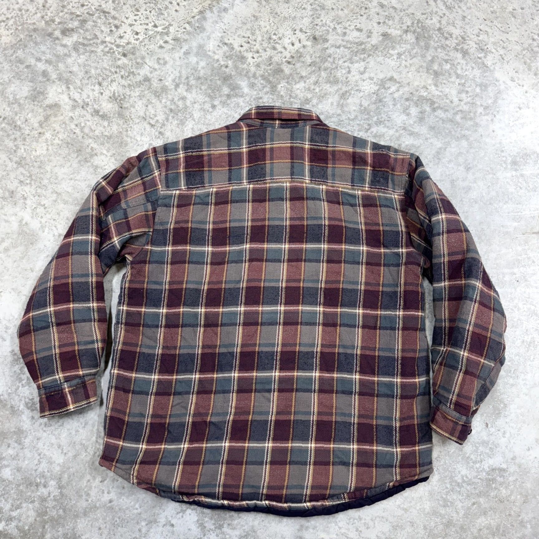 Vintage VINTAGE Arizona Jean Company Jacket Mens M Burgundy Plaid Quilted Flannel Shacket Size US 31 - 6 Thumbnail