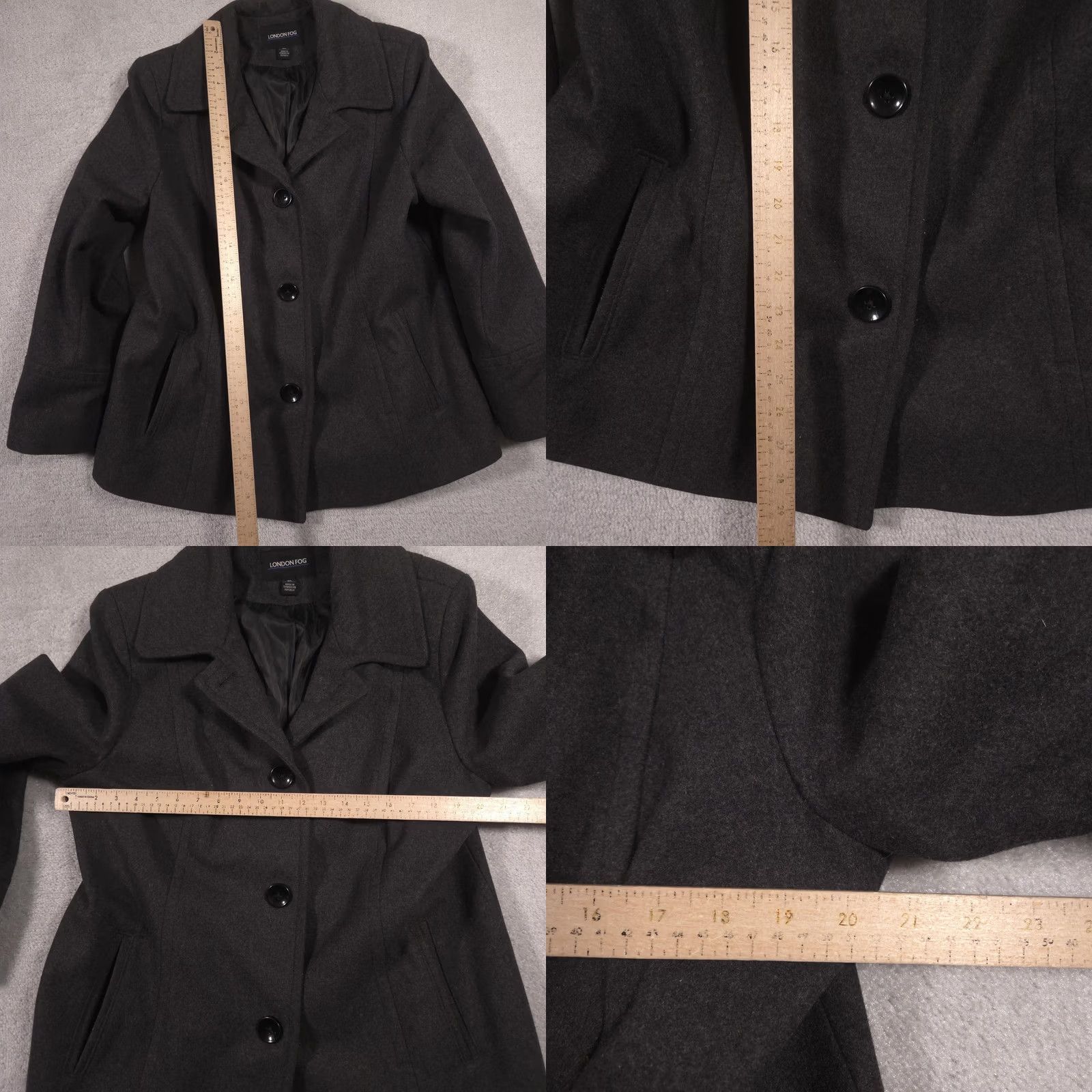 London Fog London Fog Coat Womens XL Gray Wool Blend Single Breasted Lined Button Front Pockets Mid-Length Casual Business Mens Womens Size XL / US 12-14 / IT 48-50 - 8 Thumbnail
