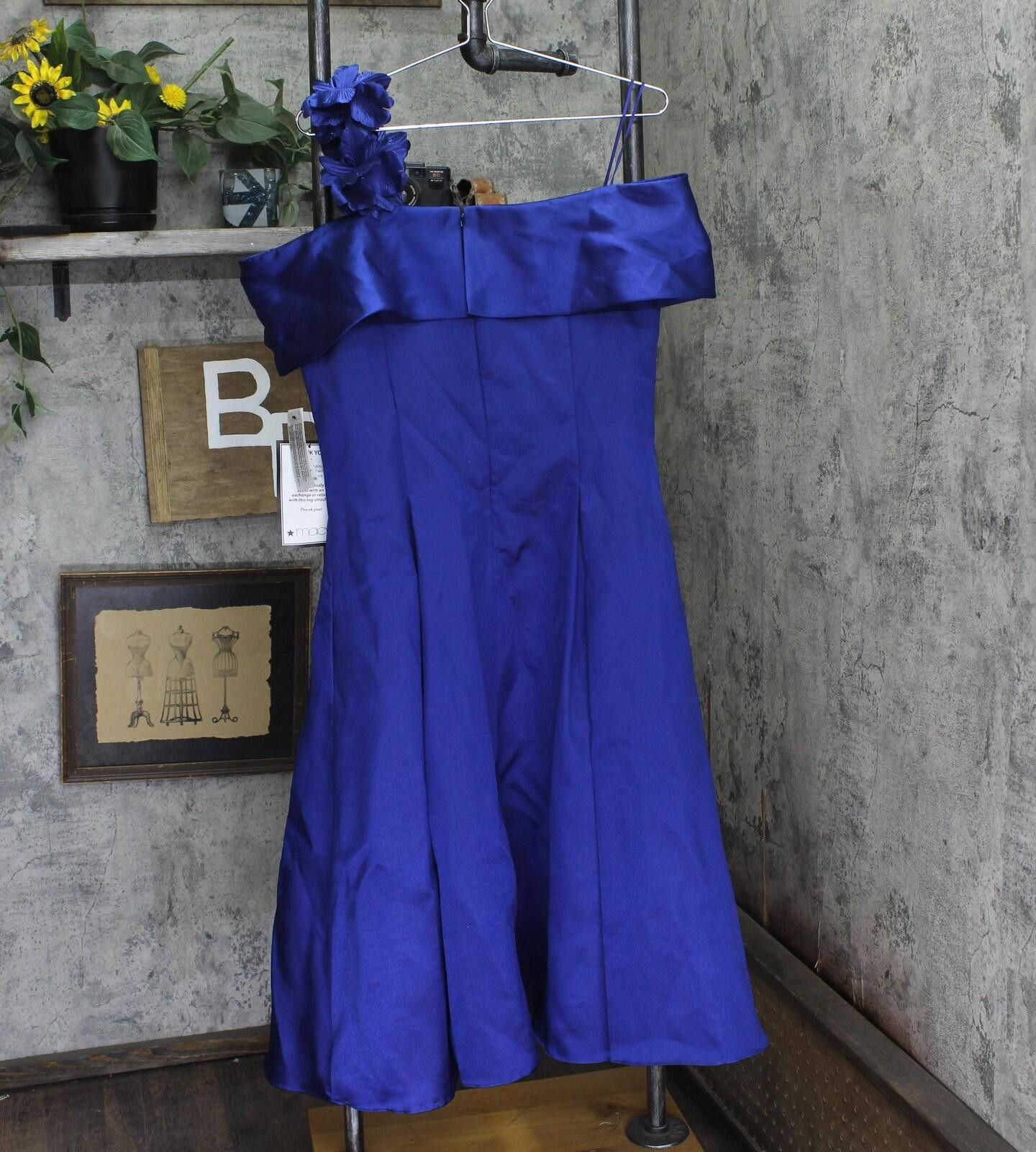 Other Nwt Alex Evenings Off Sleeve Midi Dress Bright Royal Blue 12 Size XL / US 12-14 / IT 48-50 - 2 Thumbnail