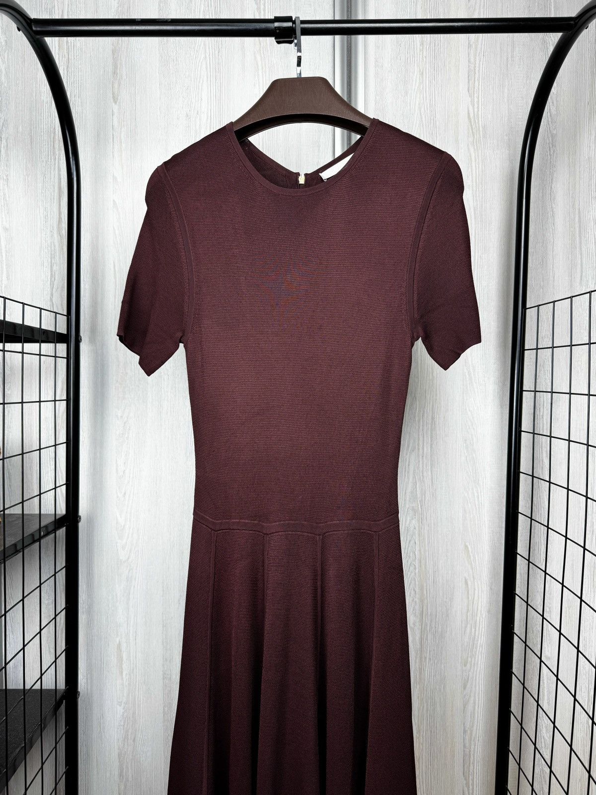 Women's Jason Wu Burgundy Short Sleeve Fit Flared Knit Dress