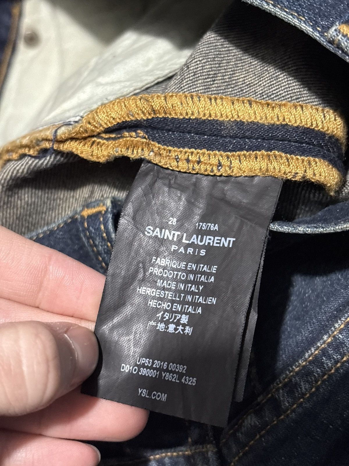 Saint Laurent Paris SS16 Hedi Slimane D02 Jeans Sandwash Navy Denim distressed Size US 28 / EU 44 - 10 Thumbnail