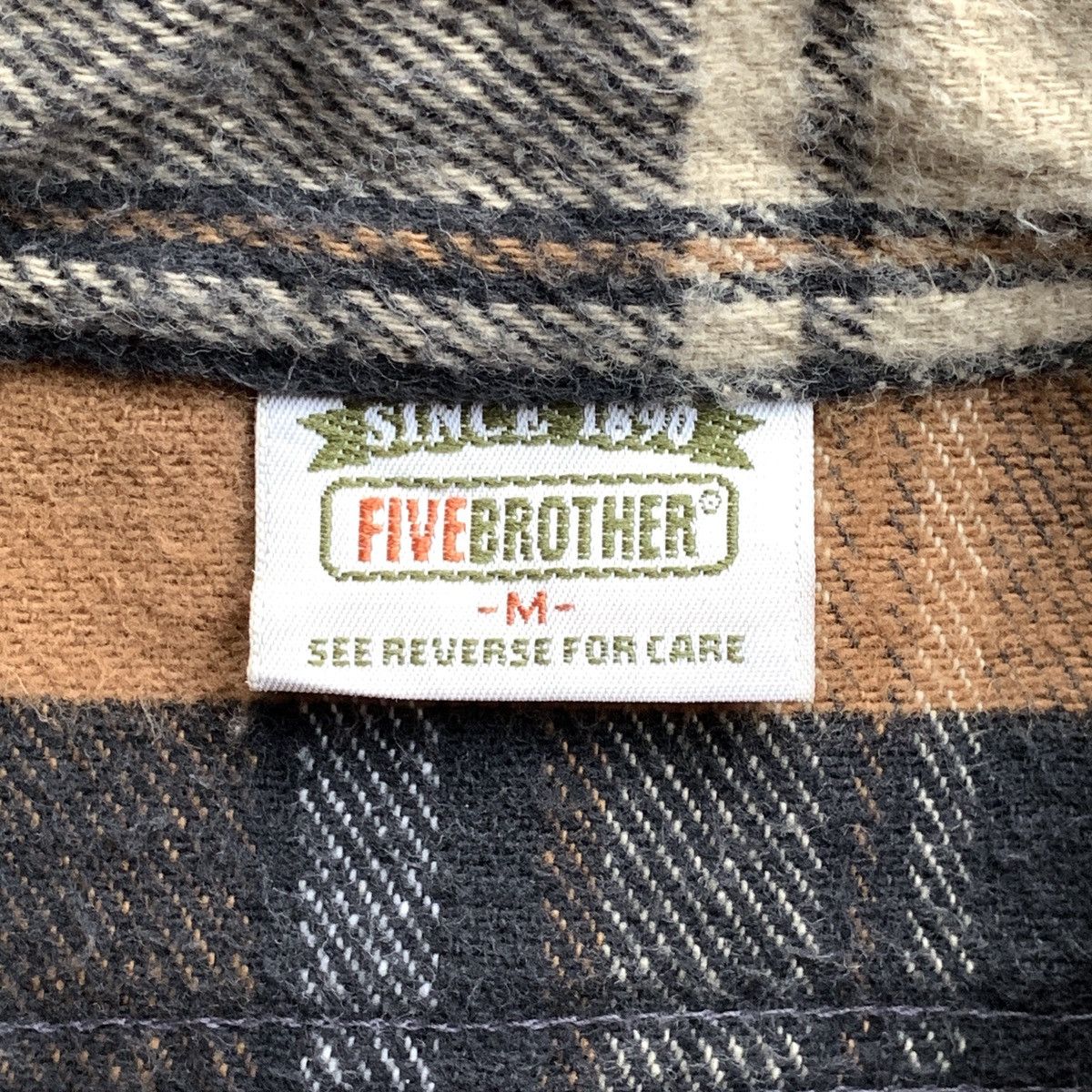 FiveBrother 1990s Plaid Brown & Orange Fivebrother Flannel Size US M / EU 48-50 / 2 - 5 Thumbnail