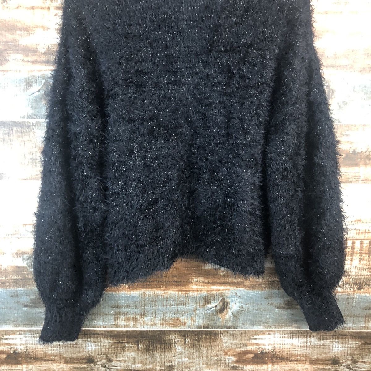 GU DL GU Black shaggy fur Mohair Knitwear #C321 Size M / US 6-8 / IT 42-44 - 14 Thumbnail