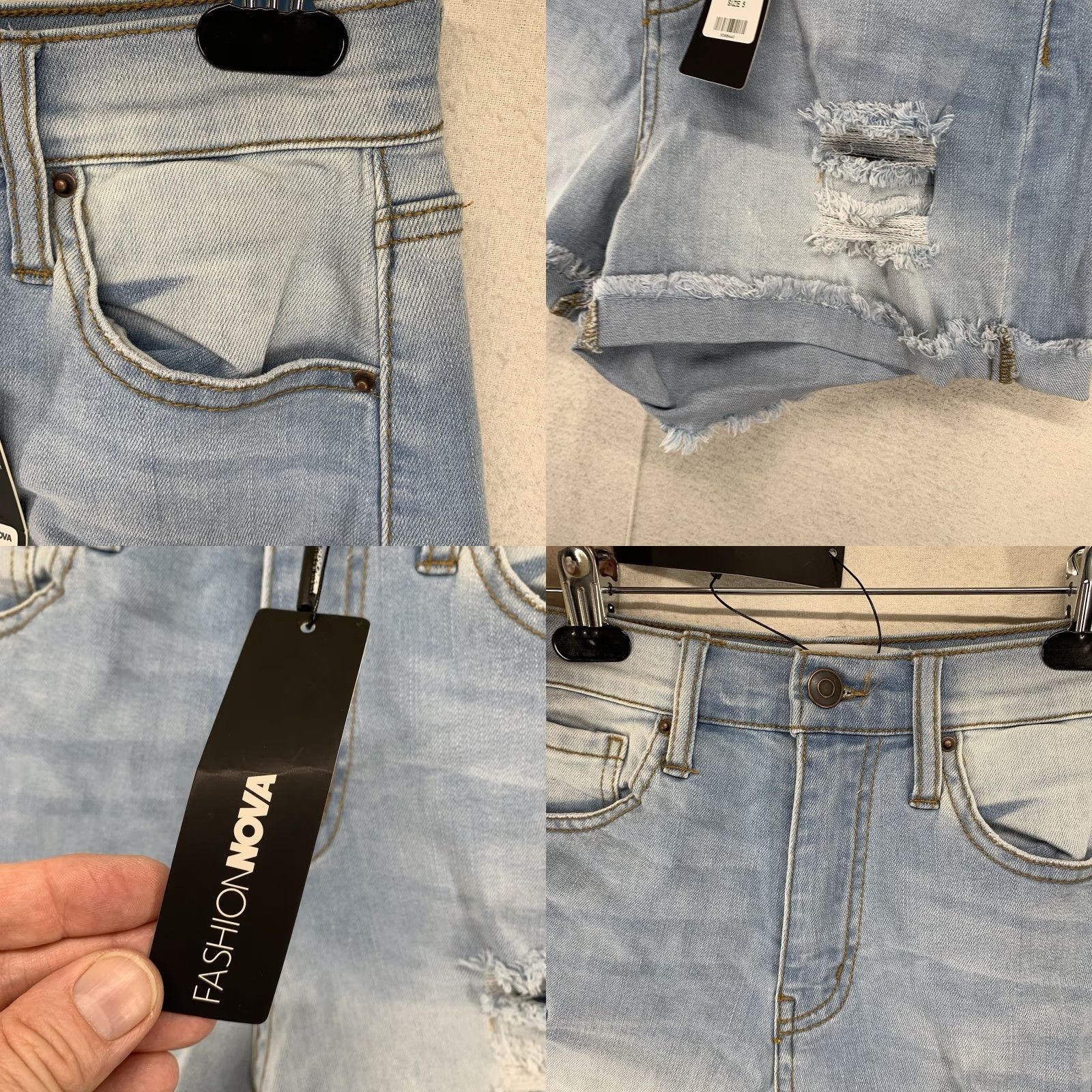 Fashion Nova VINTAGE Fashion Nova Women's High Rise Denim Shorts Casual Summer 5 Blue Cotton Spandex Size 27" / US 4 / IT 40 - 8 Thumbnail
