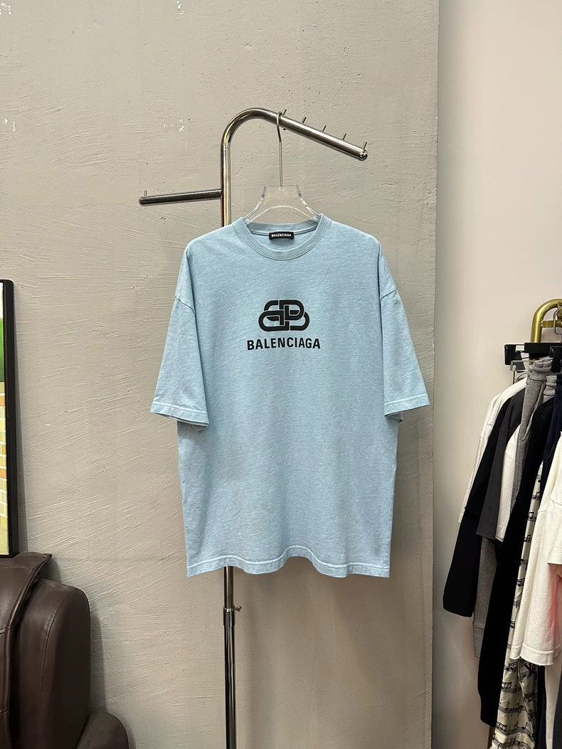 Balenciaga Short-sleeve smog blue buckle
