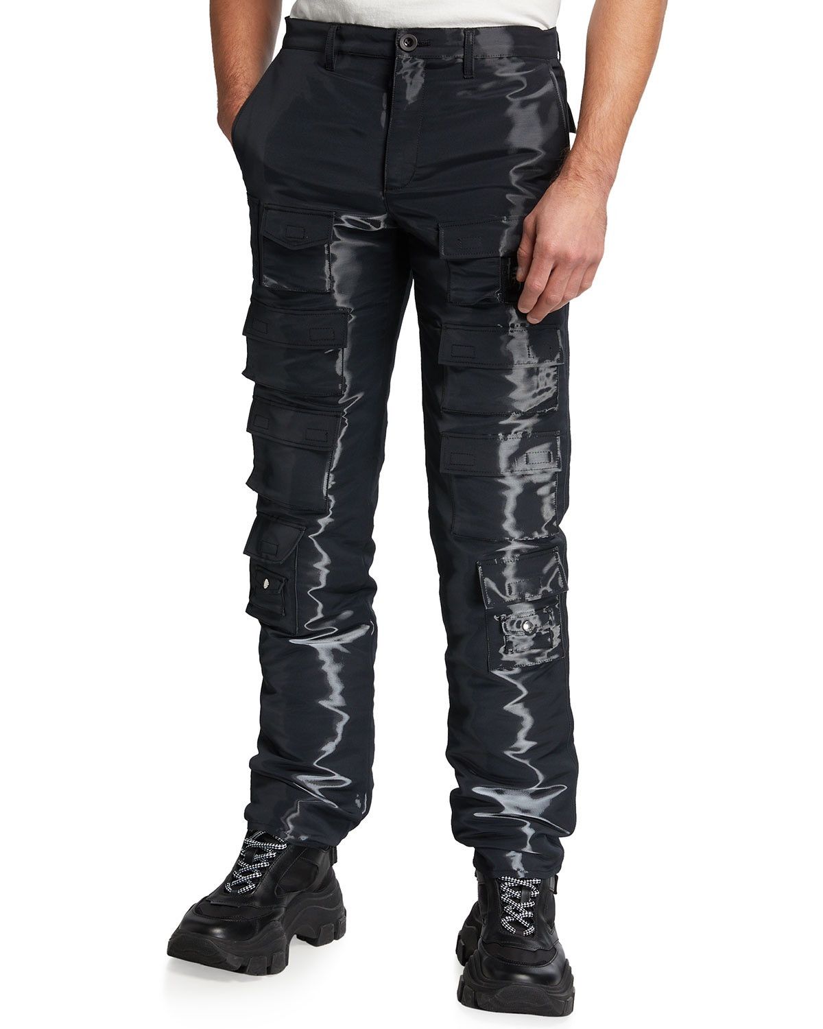 Givenchy Givenchy Black Liquid Effect Multipockets Cargo Pants Size US 36 / EU 52 - 1 Thumbnail