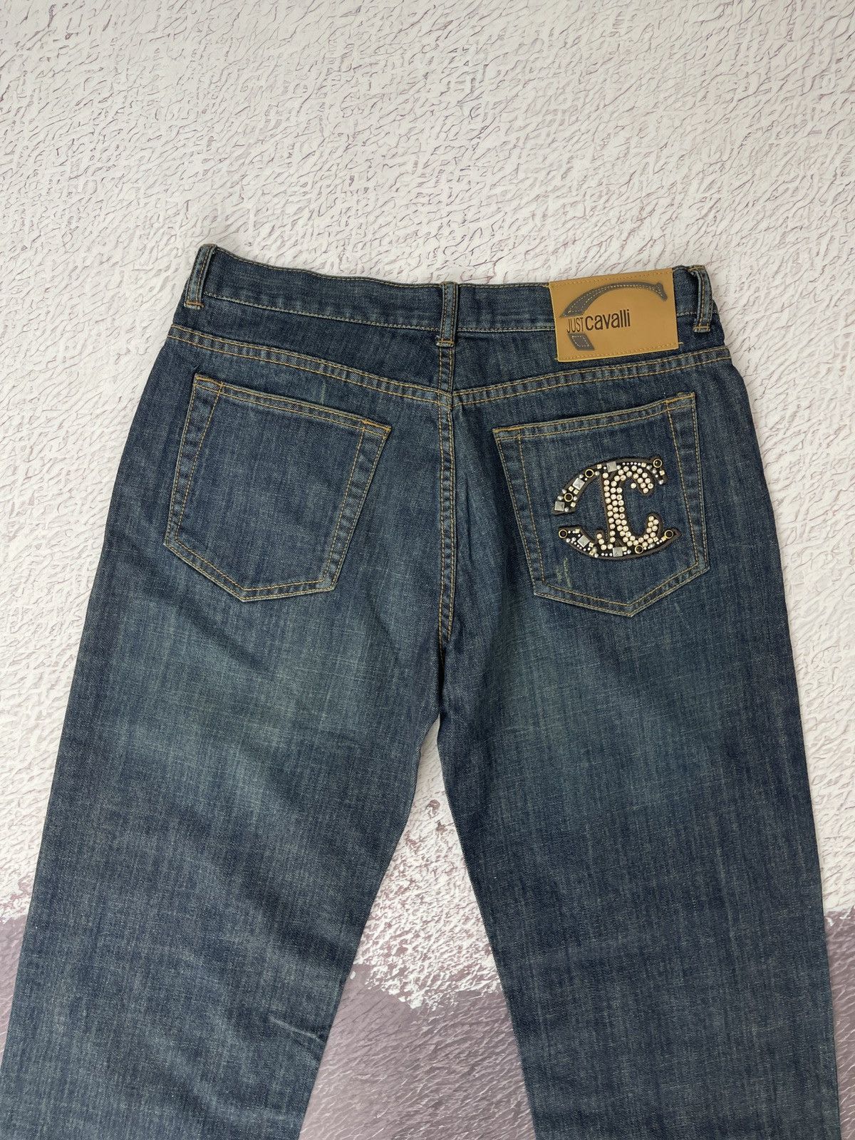 Just Cavalli Roberto Just Cavalli Crystals rhinestones logo denim jeans Size US 32 / EU 48 - 2 Thumbnail
