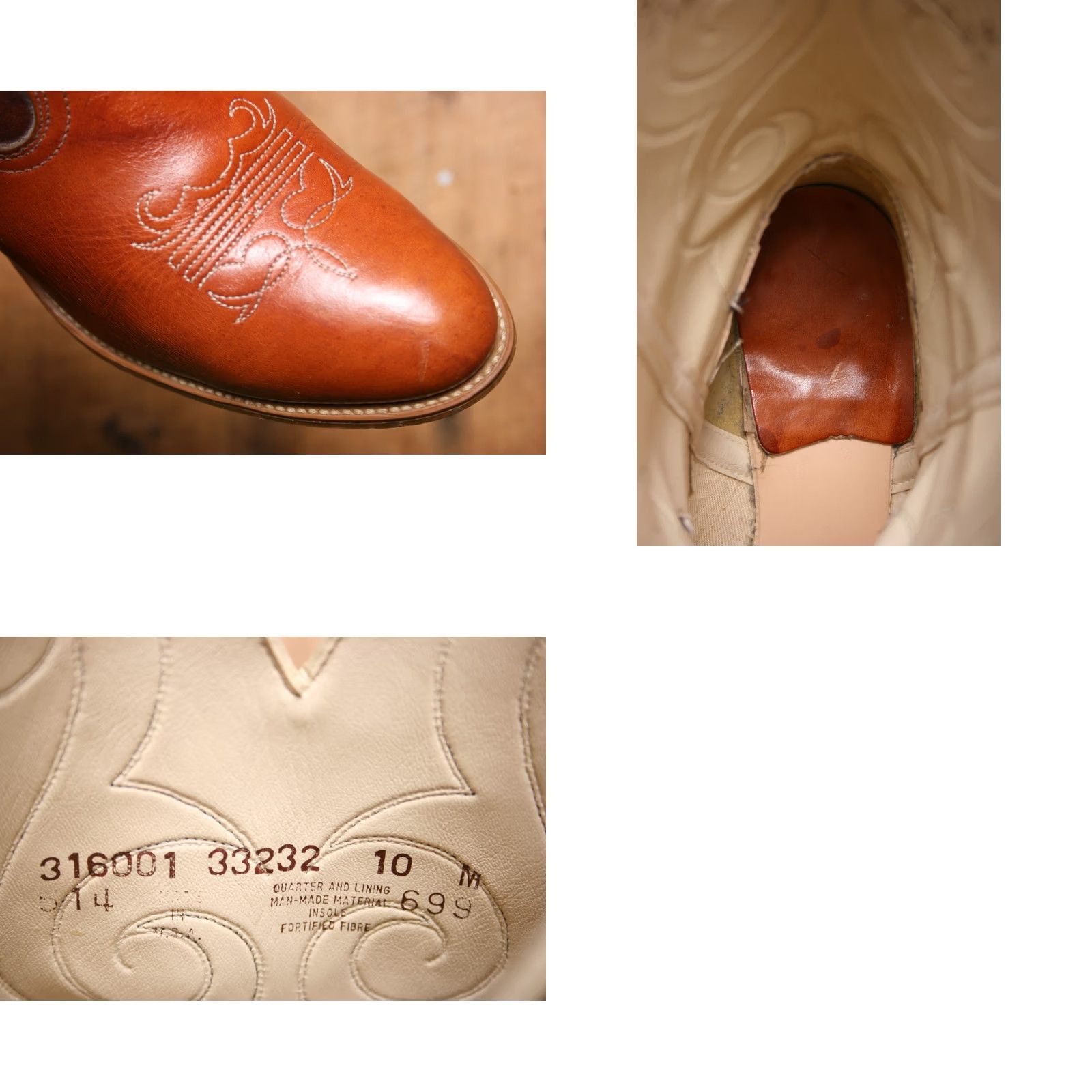 Vintage VINTAGE Acme Cognac Leather Synthetic Shaft Cowgirl Boots 3.25" Wood Heels 10M Brown Western Women Shoe/Boots Mens Size US 10 / IT 40 - 9 Thumbnail