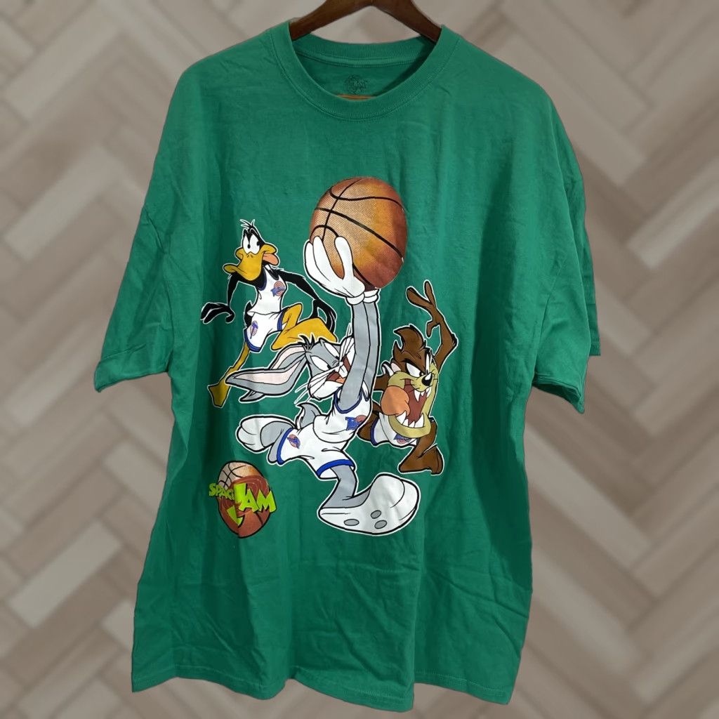 Vintage VINTAGE Space Jam Bugs Bunny Green T Shirt Adult 3XL Crew Neck Short Sleeve Unisex 90s Logo Graphic Print Cotton Shirt Mens Womens 366 Size US XXL / EU 58 / 5 - 1 Thumbnail