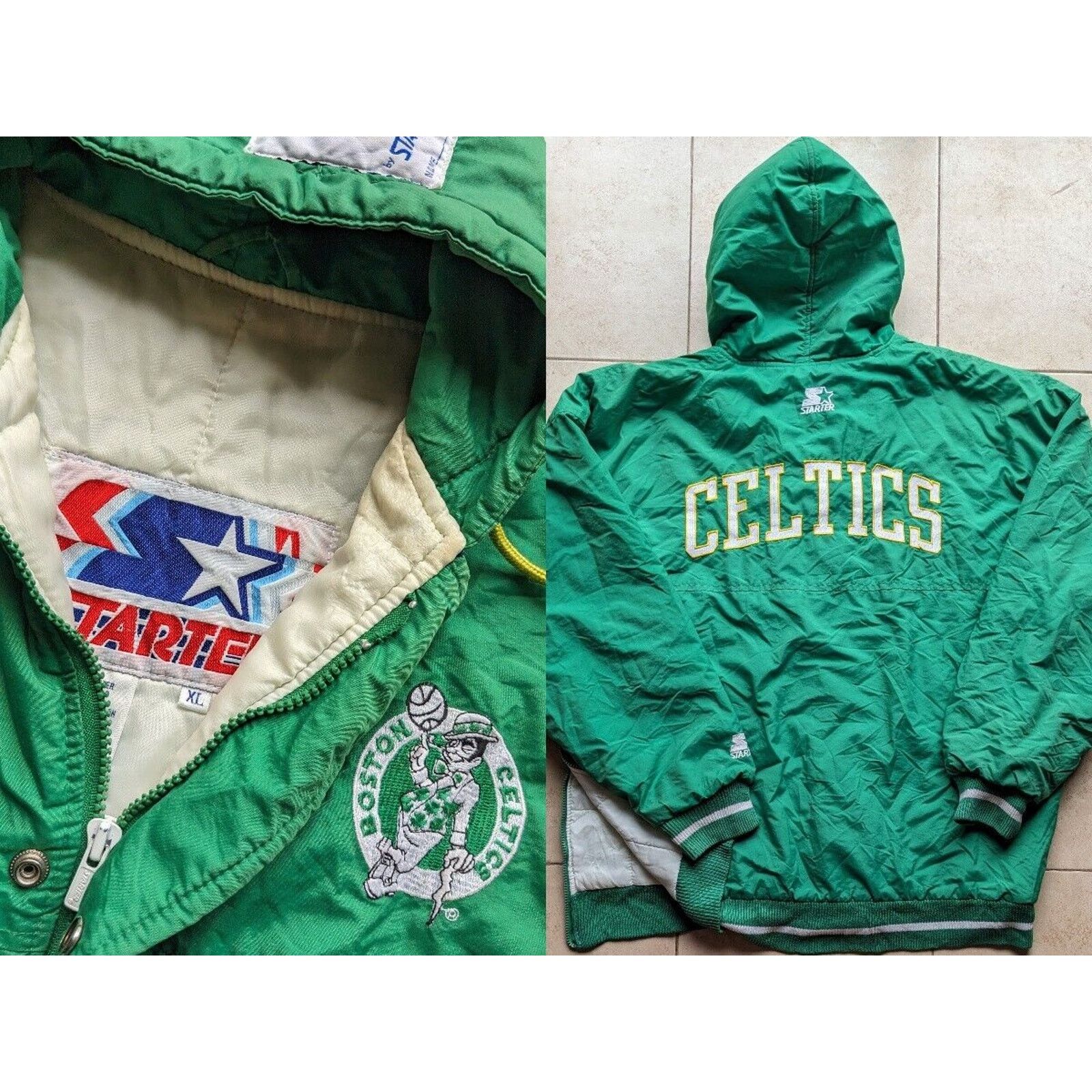 image of Boston Celtics 90's Starter Puffer Coat Kelly Green Nba Vtg, Men's (Size XL)