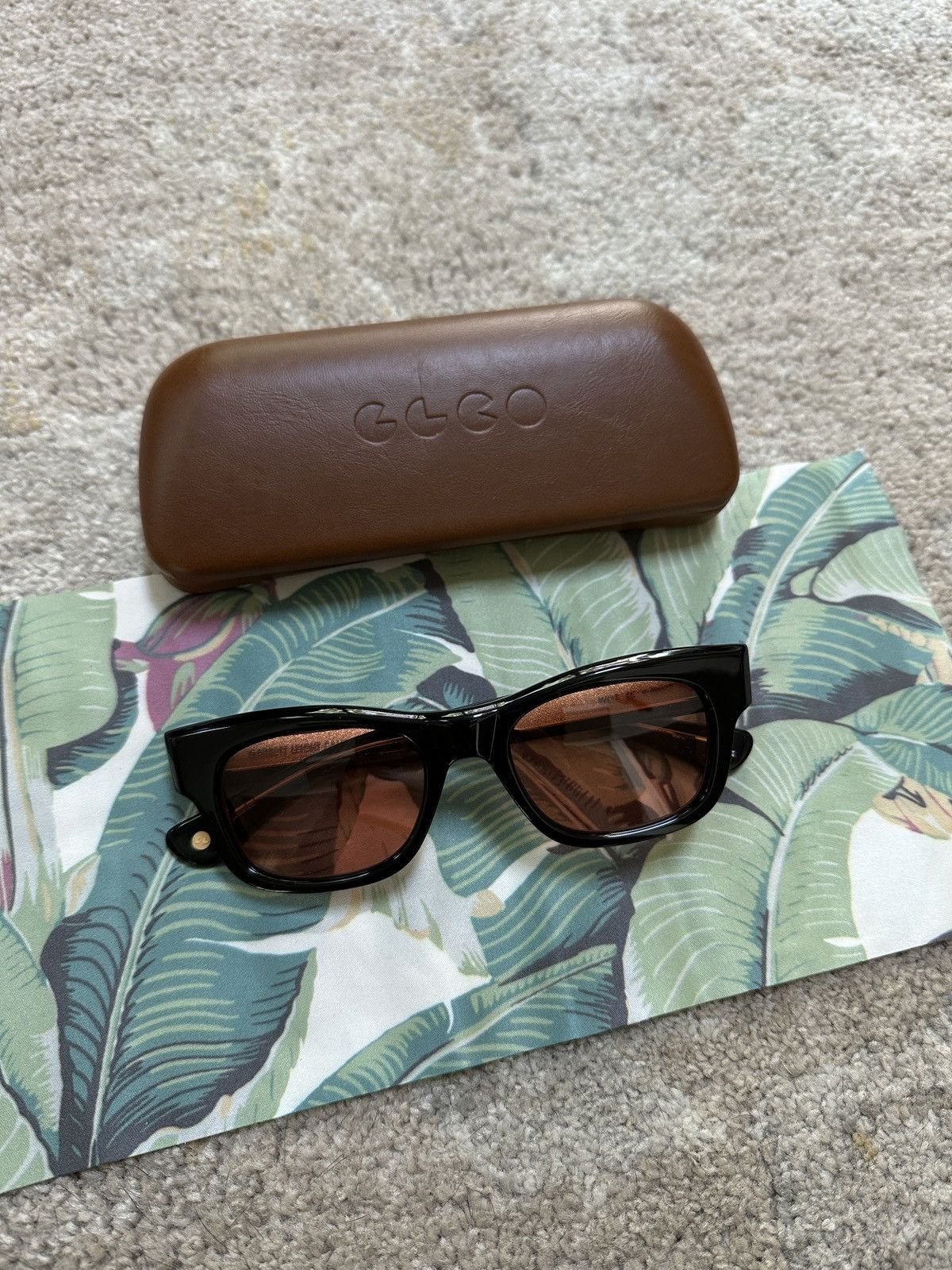 Garrett Leight Garret Leight WOZ Rectangular Wayfarer Sunglasses Black/Red Size ONE SIZE - 1 Thumbnail