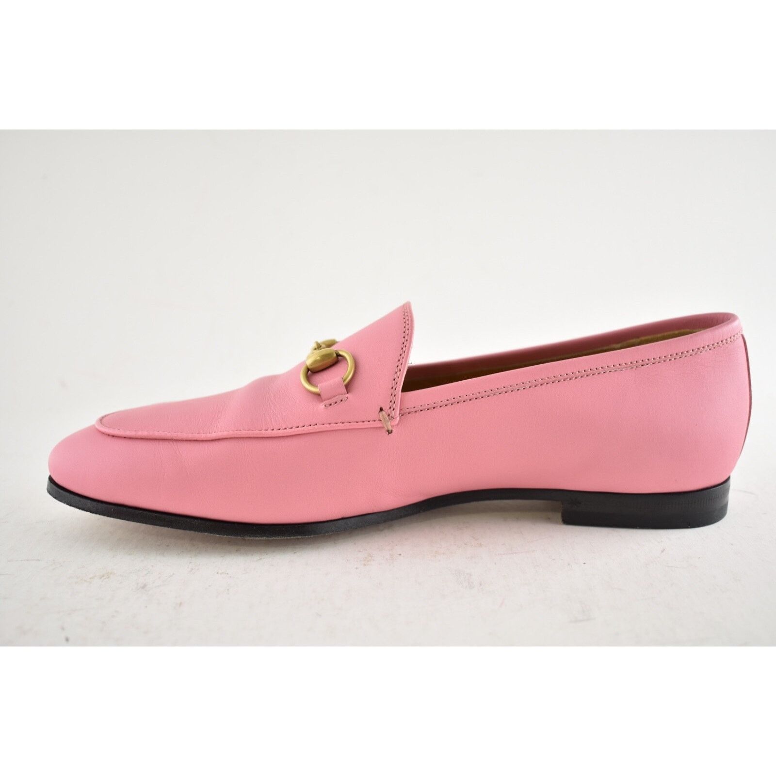 Gucci Gucci Jordaan Butterfly Pink Leather Gold Horsebit Mule Size US 7.5 / IT 37.5 - 16 Thumbnail