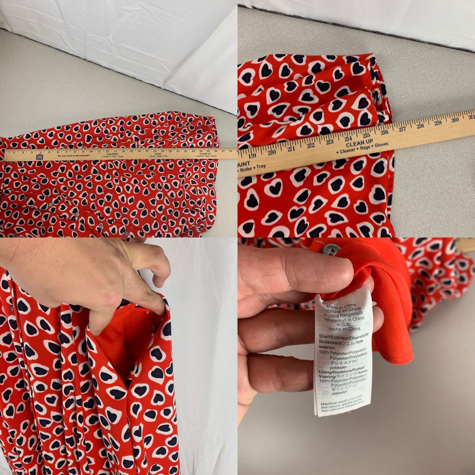 J.Crew J. CREW Heart Dress Red Midi Short Sleeve Collared Fit & Flare Shirt Dress Womens Size 4 Size 27" / US 4 / IT 40 - 8 Thumbnail
