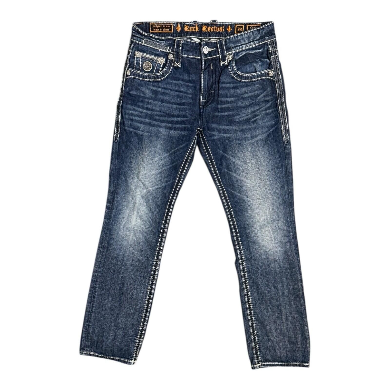 Rock Revival Rock Revival Chris Jeans Contrast Stitch Y2k Size 33 Size US 33 - 2 Thumbnail