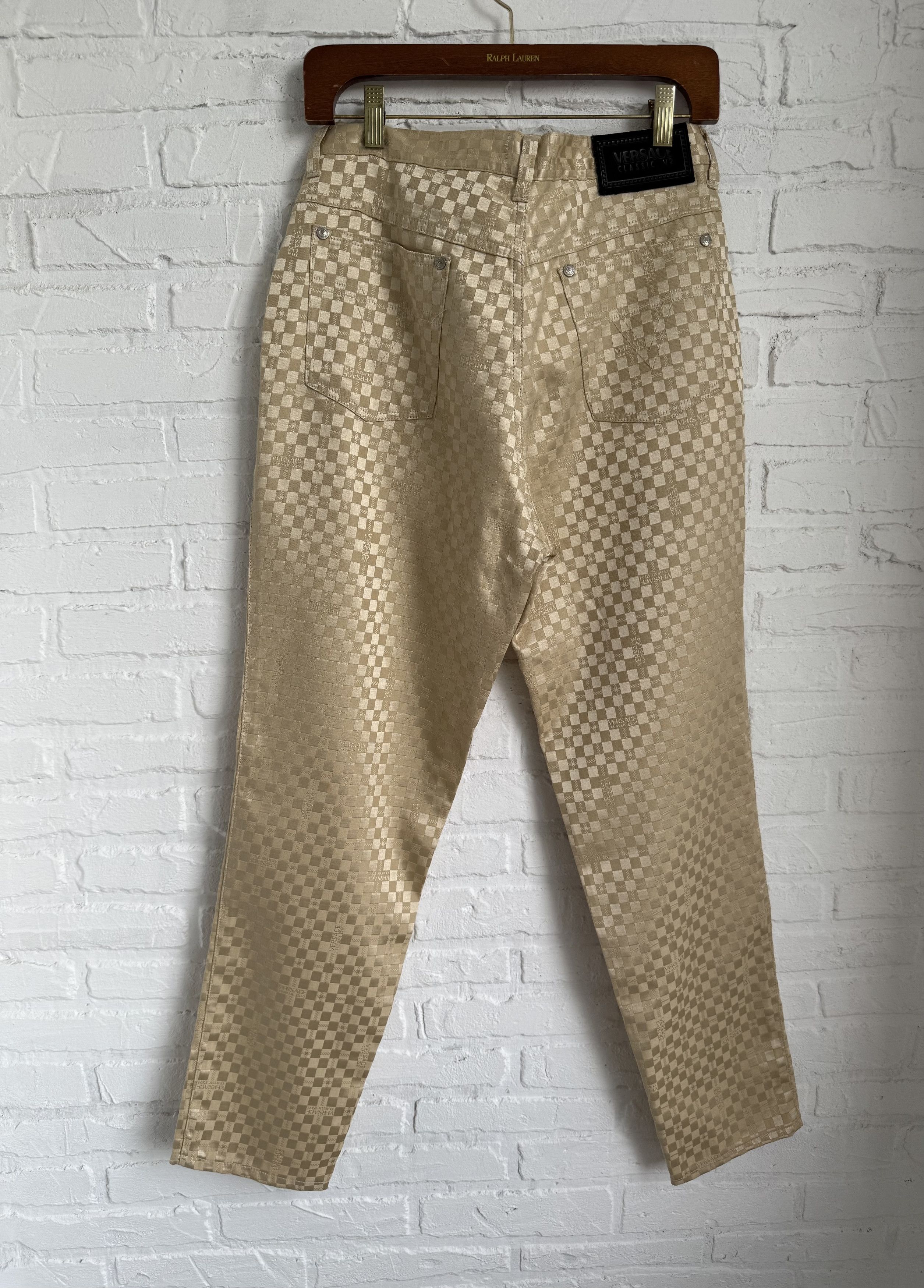 Versace Vintage Versace V2 Satin Checkerboard gold Pants Size US 32 / EU 48 - 2 Thumbnail
