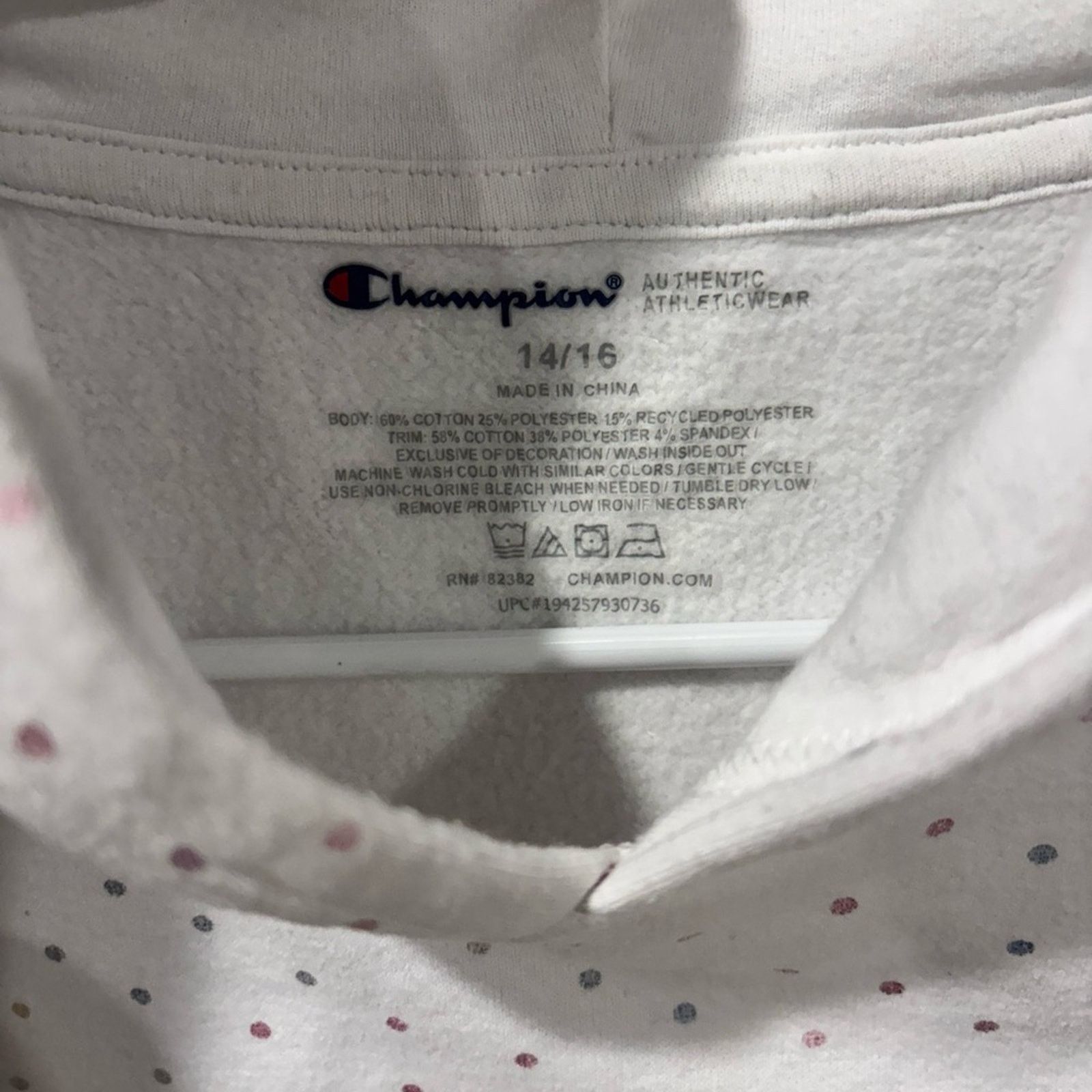 Champion Champion White Hoodie with Colorful Dots Girls 14/16 Size US S / EU 44-46 / 1 - 2 Thumbnail