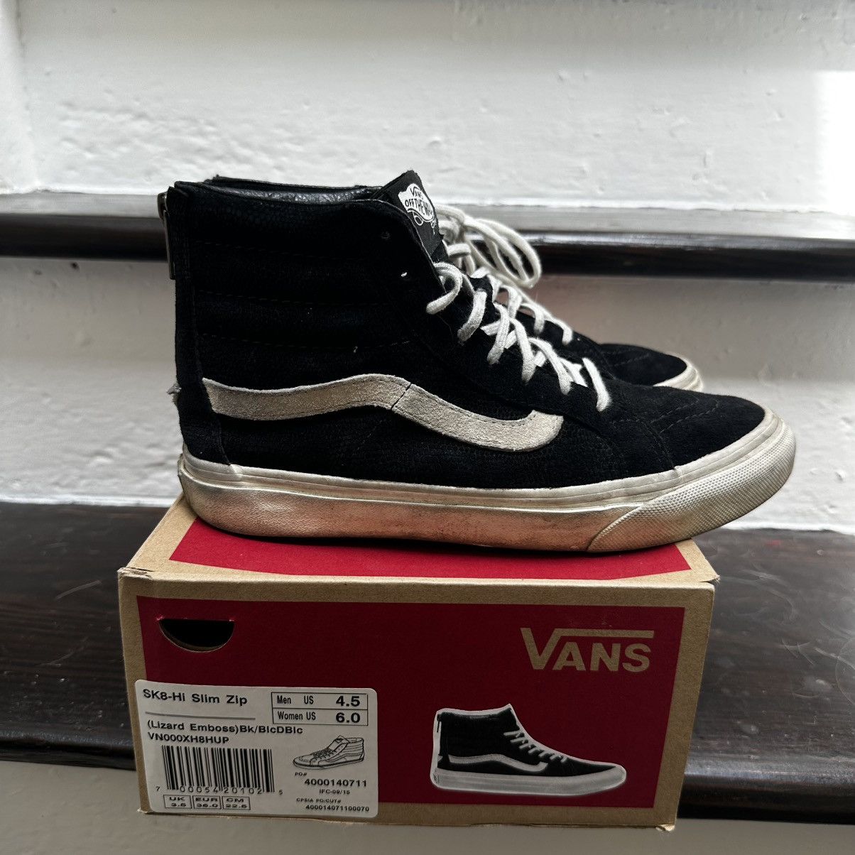 Vans Vans Sk8-hi Slim Zip Lizard Emboss Black Suede Scotchguard Size US 6 / IT 36 - 1 Thumbnail