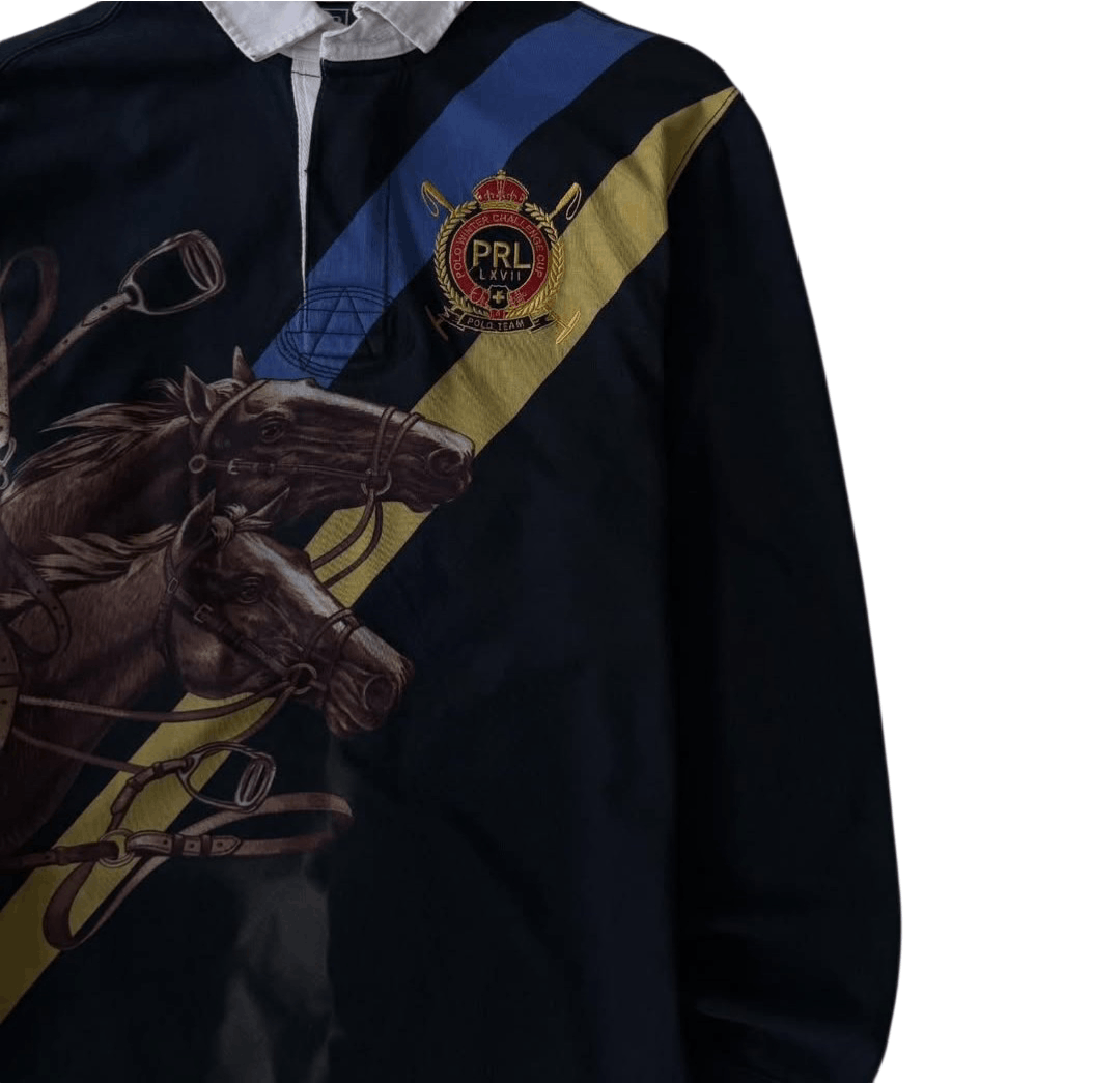 Polo Ralph Lauren Vintage Polo Ralph Lauren Equestrian Horseman Rugby Shirt Size US L / EU 52-54 / 3 - 3 Thumbnail