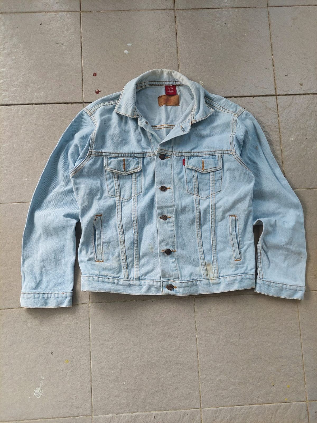 Levi's Levis 505 Denim Jacket Light Wash Made in USA Size US XL / EU 56 / 4 - 1 Thumbnail