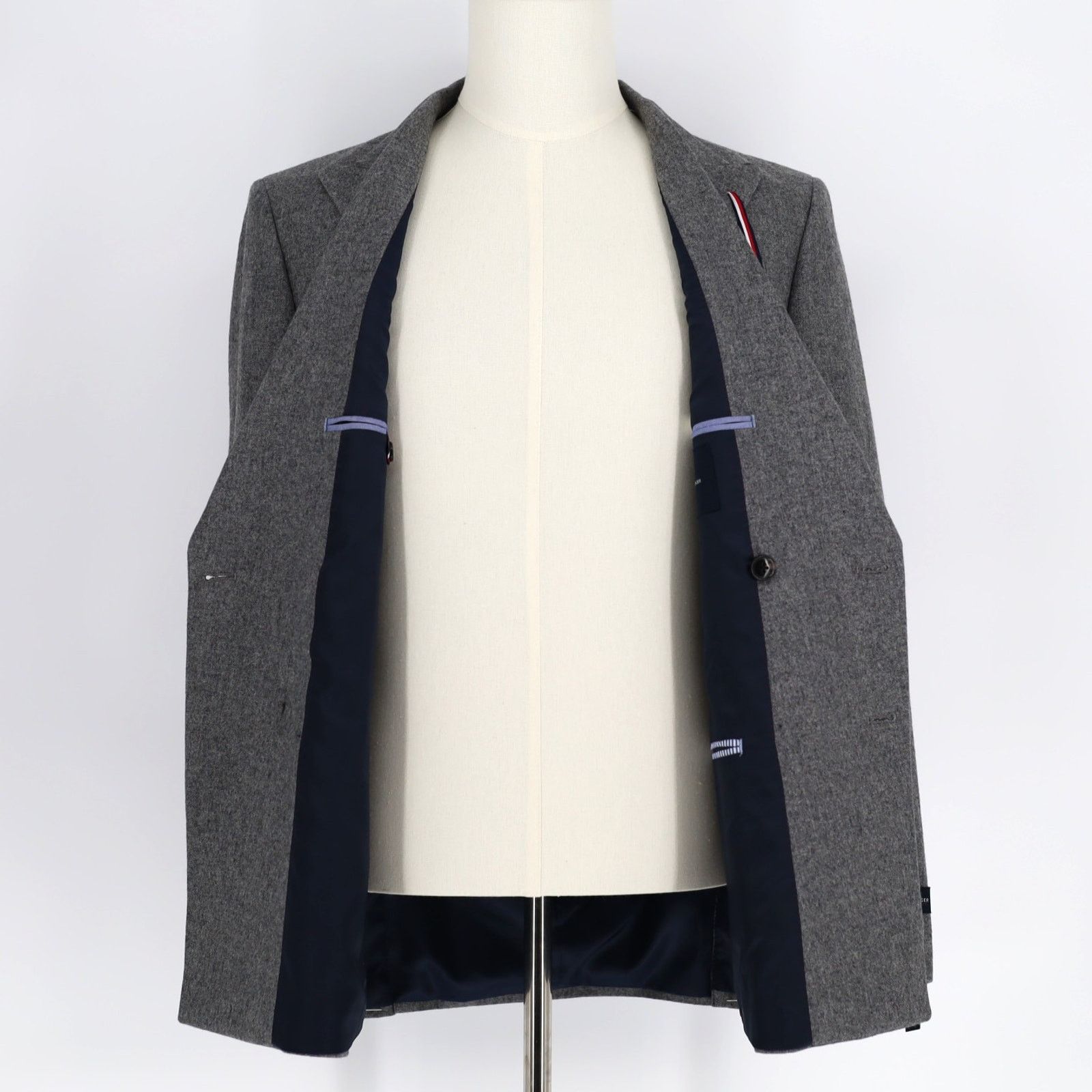 Tommy Hilfiger Tommy Hilfiger Men's Grey Wool Double-Breasted Jacket 40L Size 40L - 5 Thumbnail