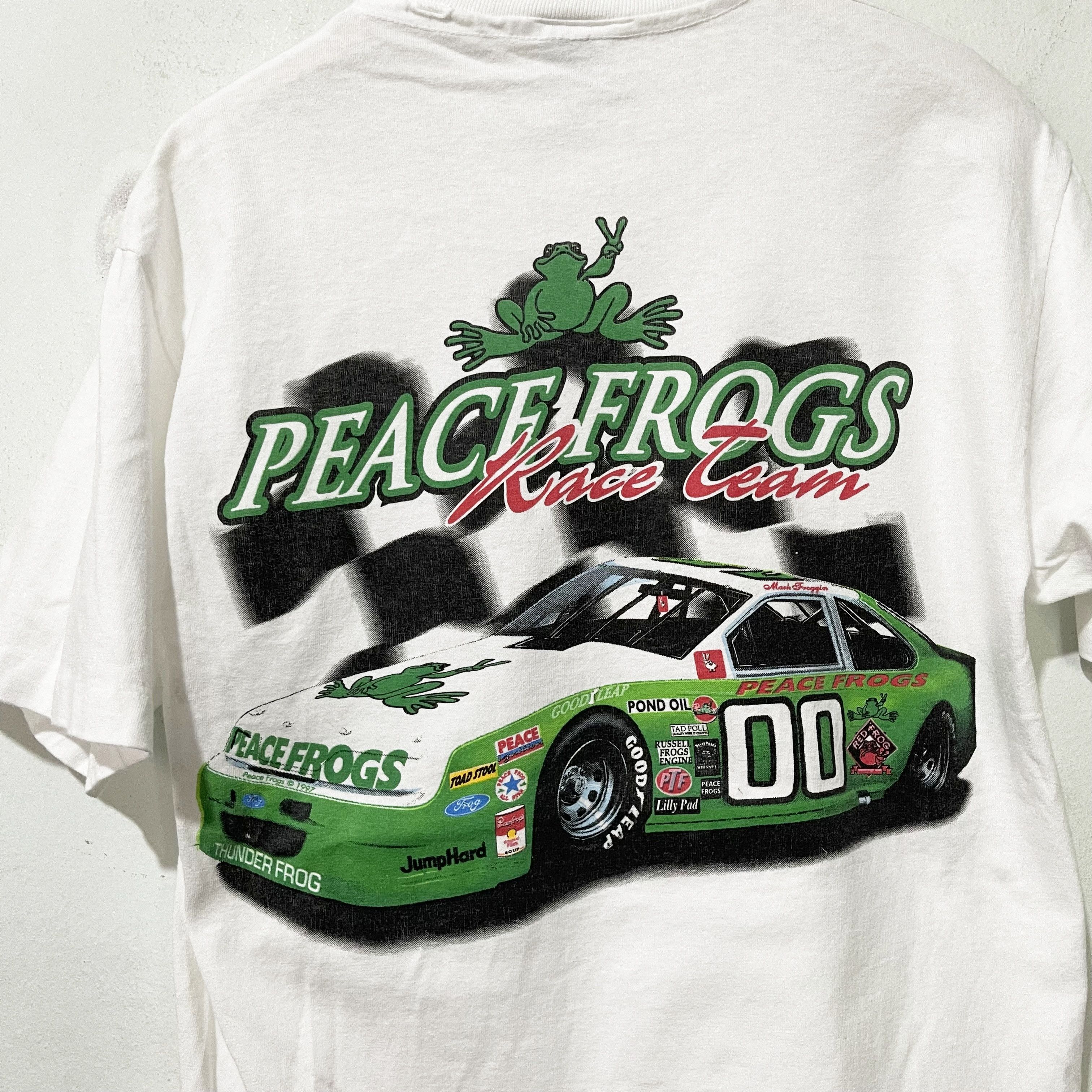 Vintage Vintage 90s Peace Frogs Race Team T-Shirt Size US M / EU 48-50 / 2 - 2 Thumbnail