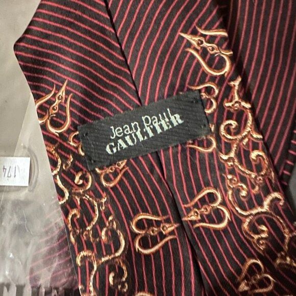 Jean Paul Gaultier Jean Paul Gaultier Absolut Sweden Silk NWT Tie RARE Maroon R Size ONE SIZE - 4 Thumbnail