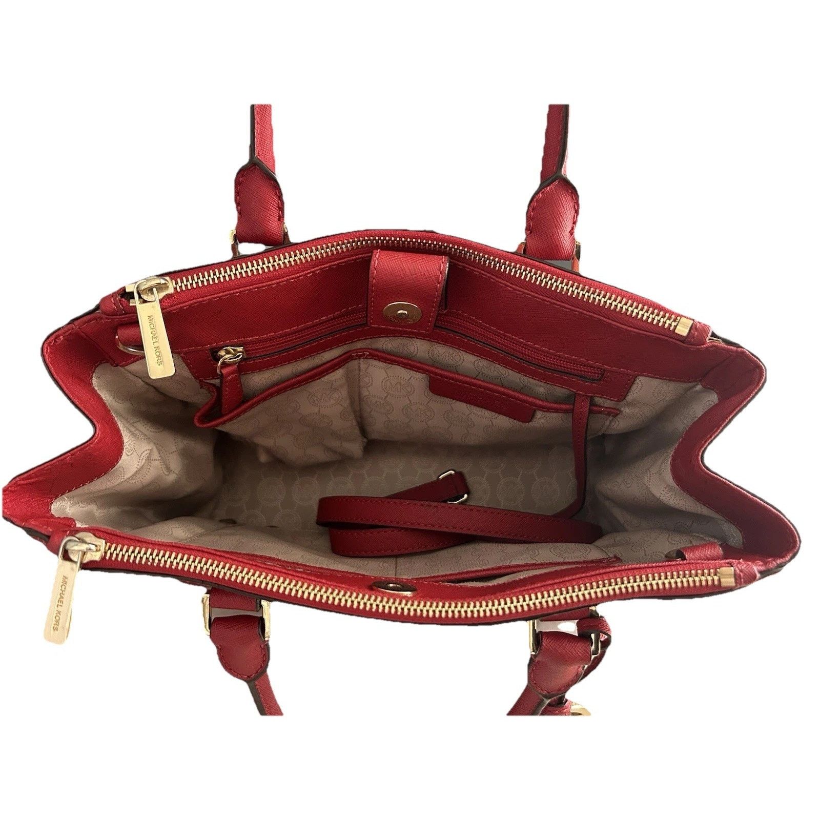 Michael Kors Michael Kors Sutton Red Satchel Saffiano Leather Handle Bag Size ONE SIZE - 10 Thumbnail