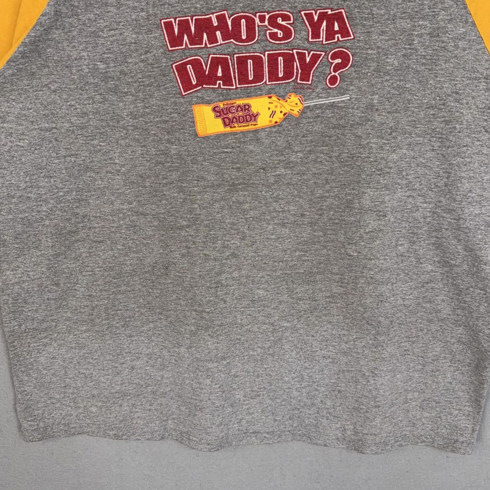 Delta VINTAGE Delta Pro Weight Sugar Daddy Shirt Mens XL Gray Yellow WHO'S YA DADDY Graphic Tee Size US XL / EU 56 / 4 - 3 Thumbnail