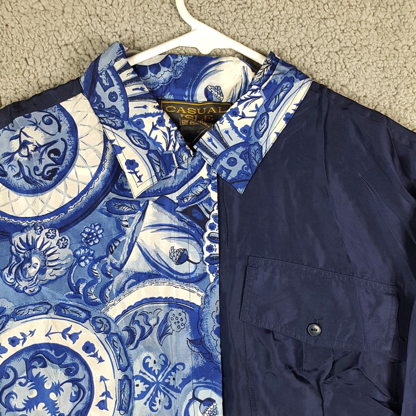 Vintage Vintage 80s 100% Silk Preppy Circle Art Size M Button Up Collar Shirt Top Blouse Size M / US 6-8 / IT 42-44 - 3 Thumbnail