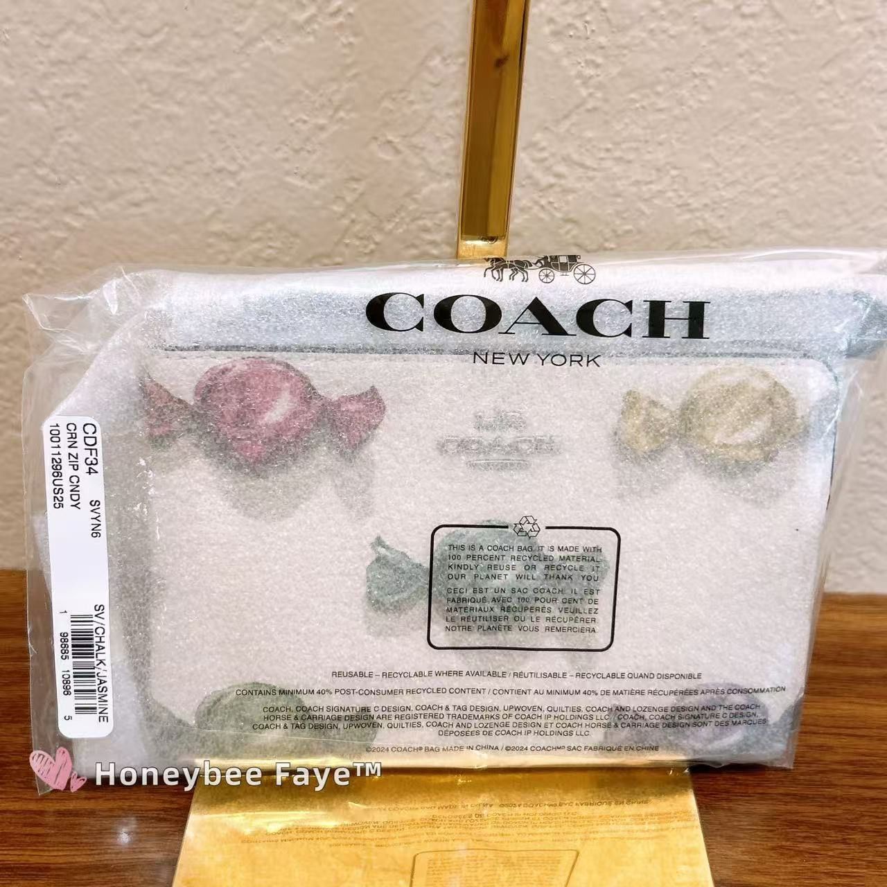 Coach Corner Zip Wristlet With Candy Print And Charm CDF34 Size ONE SIZE - 7 Thumbnail