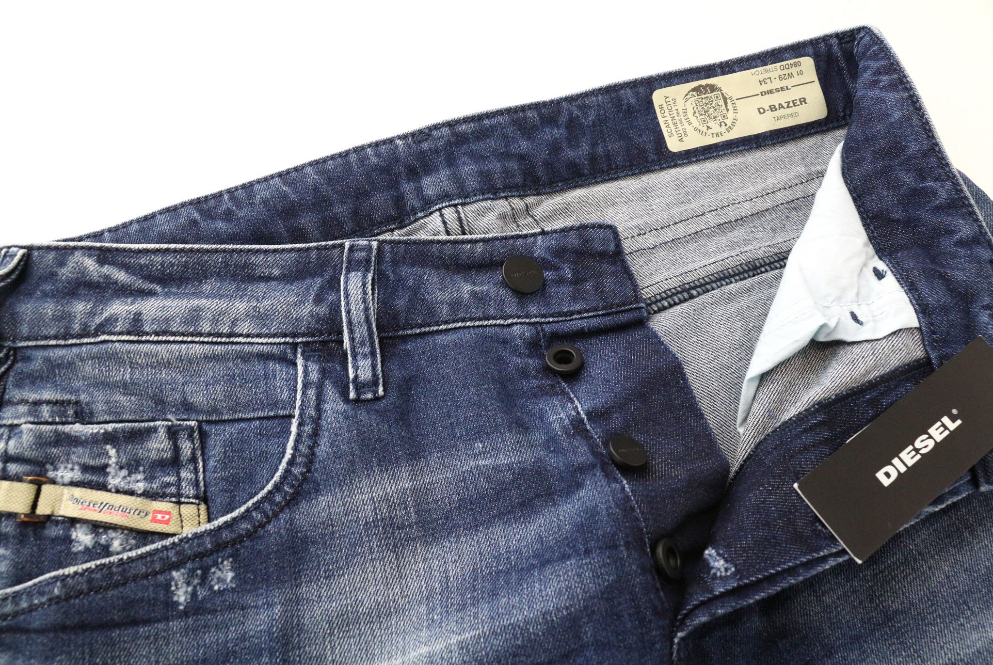 Diesel D-BAZER 084DD W29/L34 Distressed Stretch Jeans 74359 Size US 29 - 4 Thumbnail