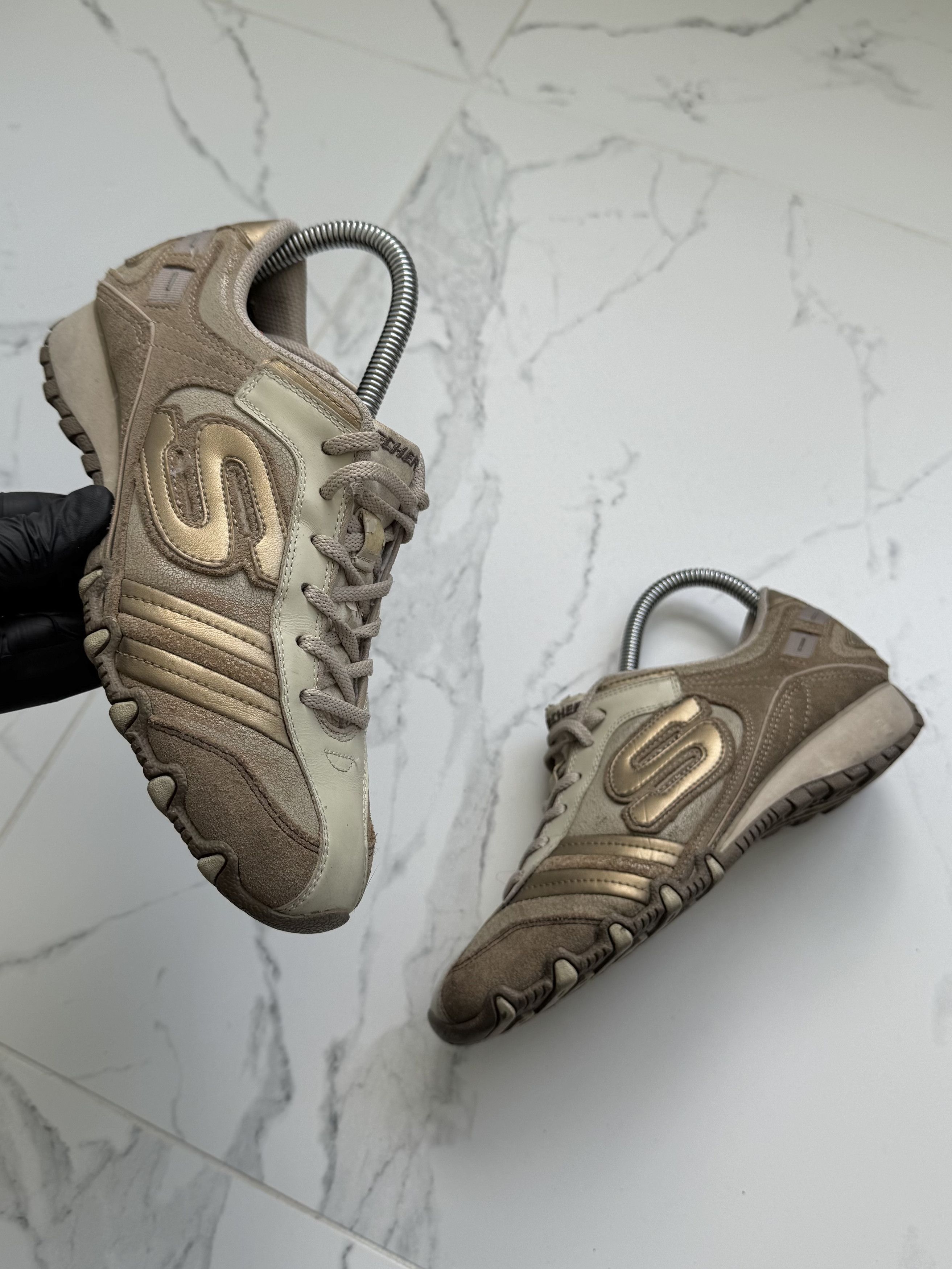 SKECHERS Vintage Skechers Women’s Retro Sneakers Beige Gold Trainers Size US 7 / IT 37 - 1 Thumbnail