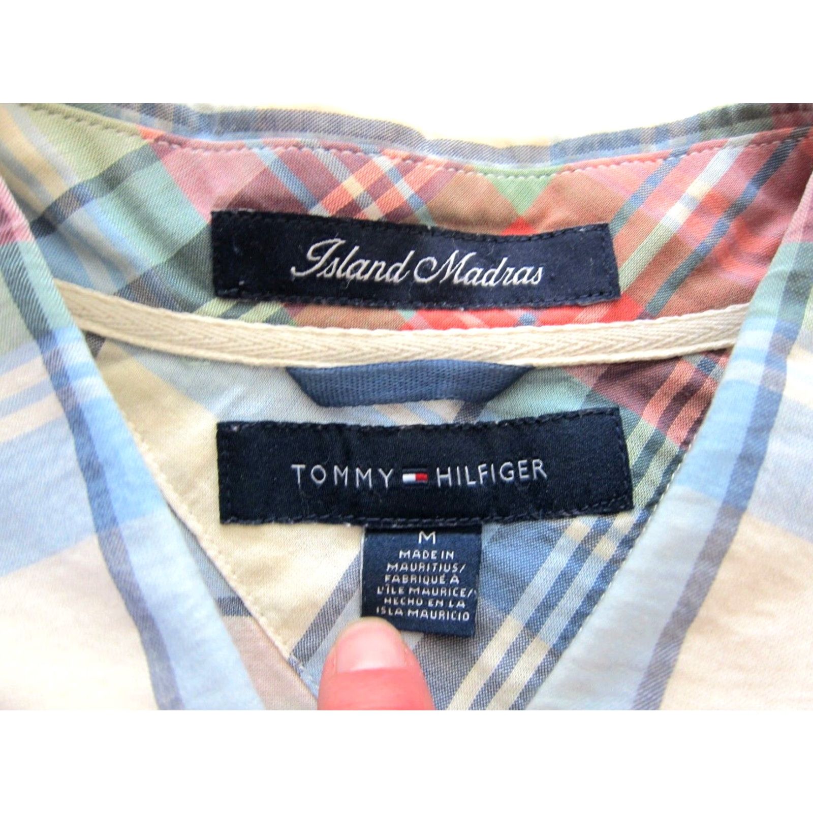 Tommy Hilfiger VINTAGE Tommy Hilfiger Island Madras Cotton Pink Blue Green Plaid Long Sleeve Button Shirt M Size US M / EU 48-50 / 2 - 4 Thumbnail