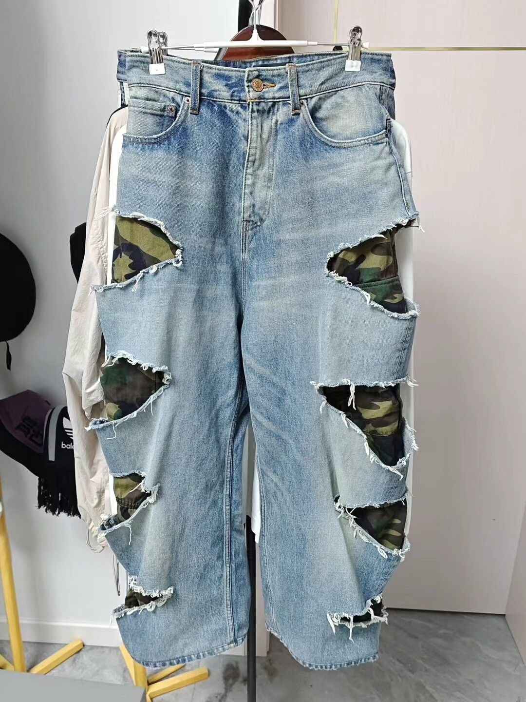 Balenciaga Camo Layered Denim Jeans XXS