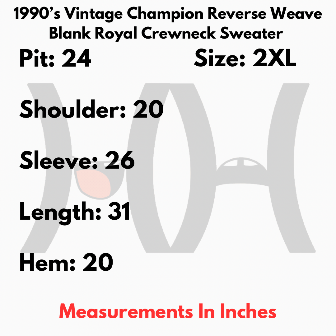 Vintage 1990’s Vintage Champion Reverse Weave Blank Royal Crewneck Size US XXL / EU 58 / 5 - 6 Preview